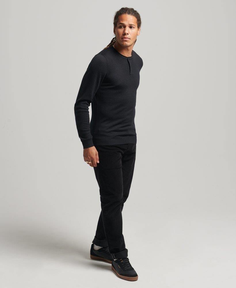 MERINO CREW NECK HENLEY KNITTED TOP