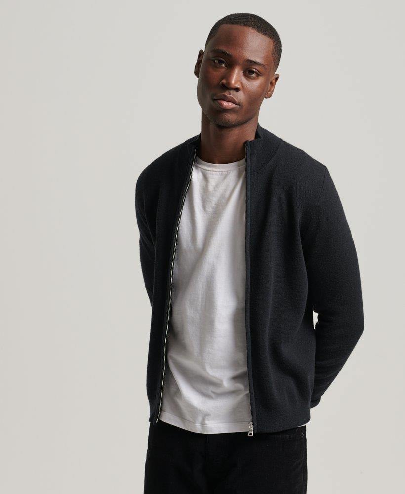 MERINO ZIP THROUGH KNITTED CARDIGAN