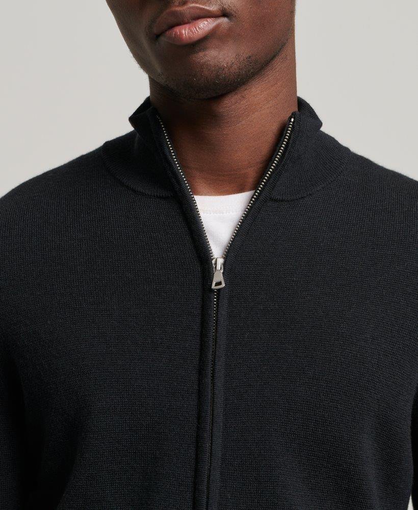 MERINO ZIP THROUGH KNITTED CARDIGAN