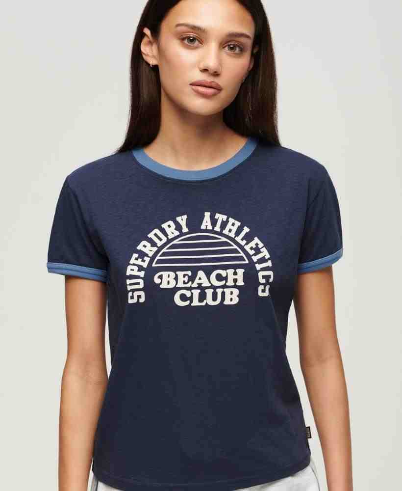BEACH GRAPHIC FITTED RINGER T-SHIRT