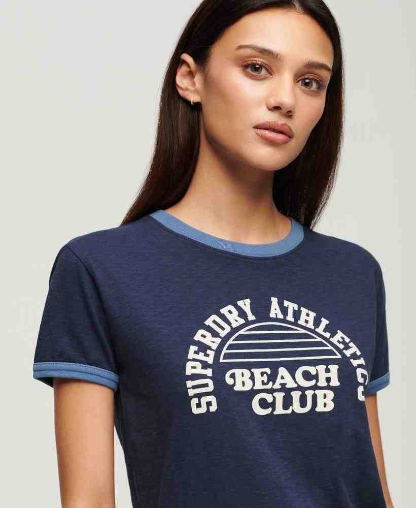BEACH GRAPHIC FITTED RINGER T-SHIRT