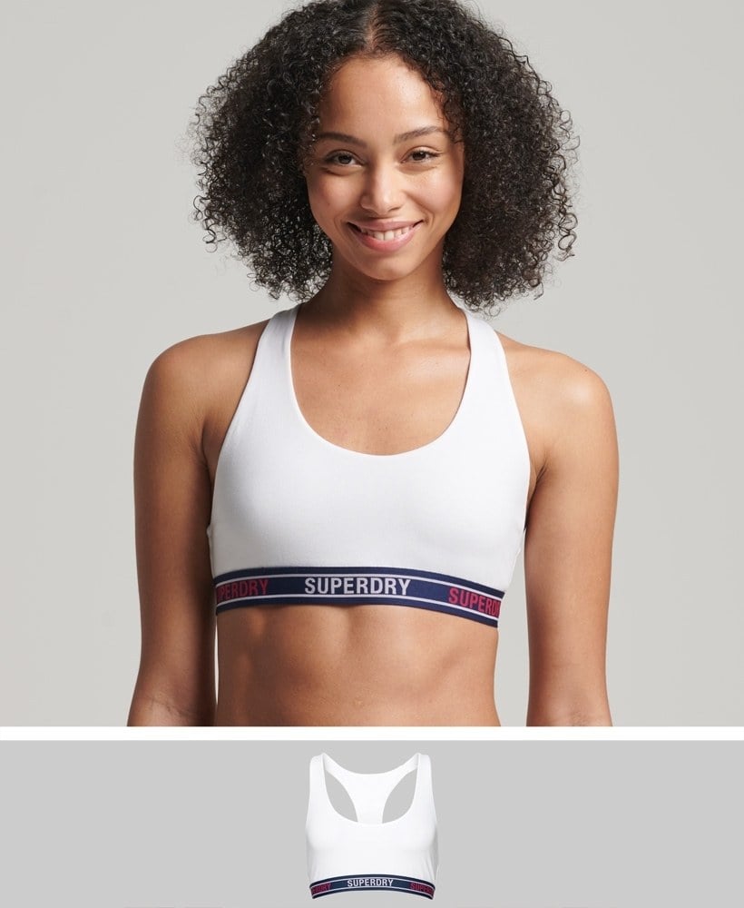 ORGANIC COTTON MULTI LOGO CROP BRALETTE