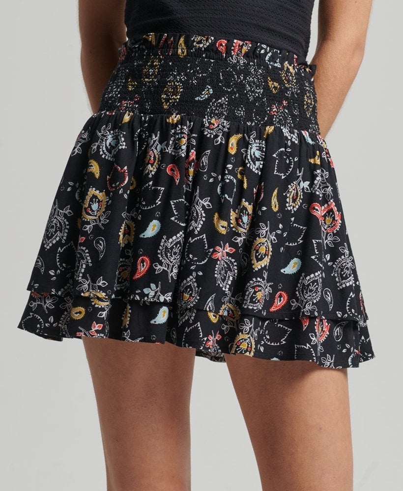VINTAGE RUFFLE SMOCKED SKIRT