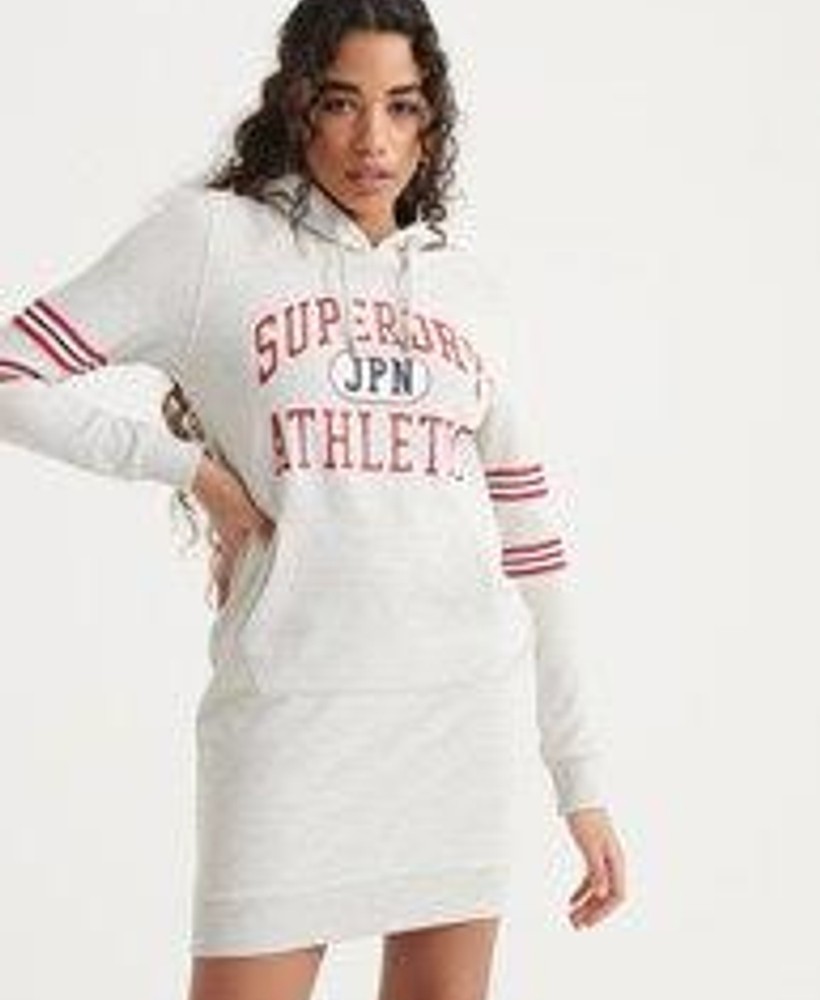 HOODED VARSITY SWEAT DRESS
