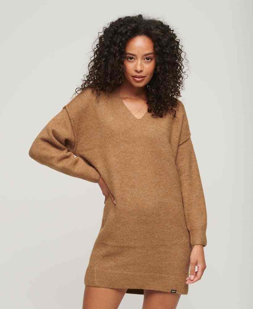 V NECK KNIT JUMPER DRESS