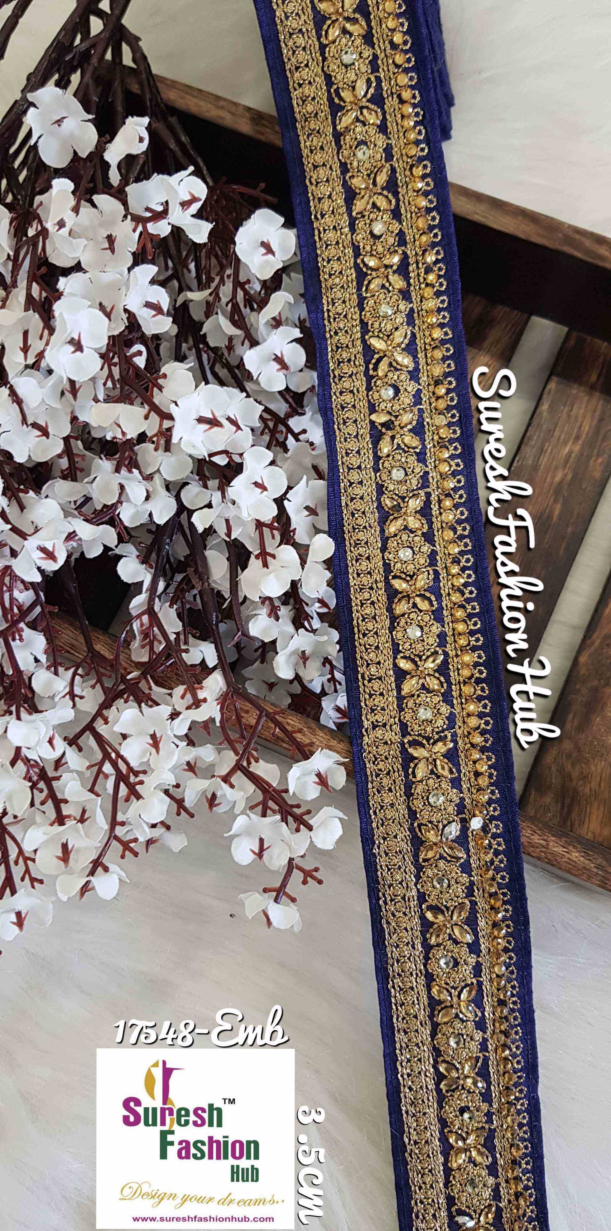 Lapis Lazuli Embroidered Trim