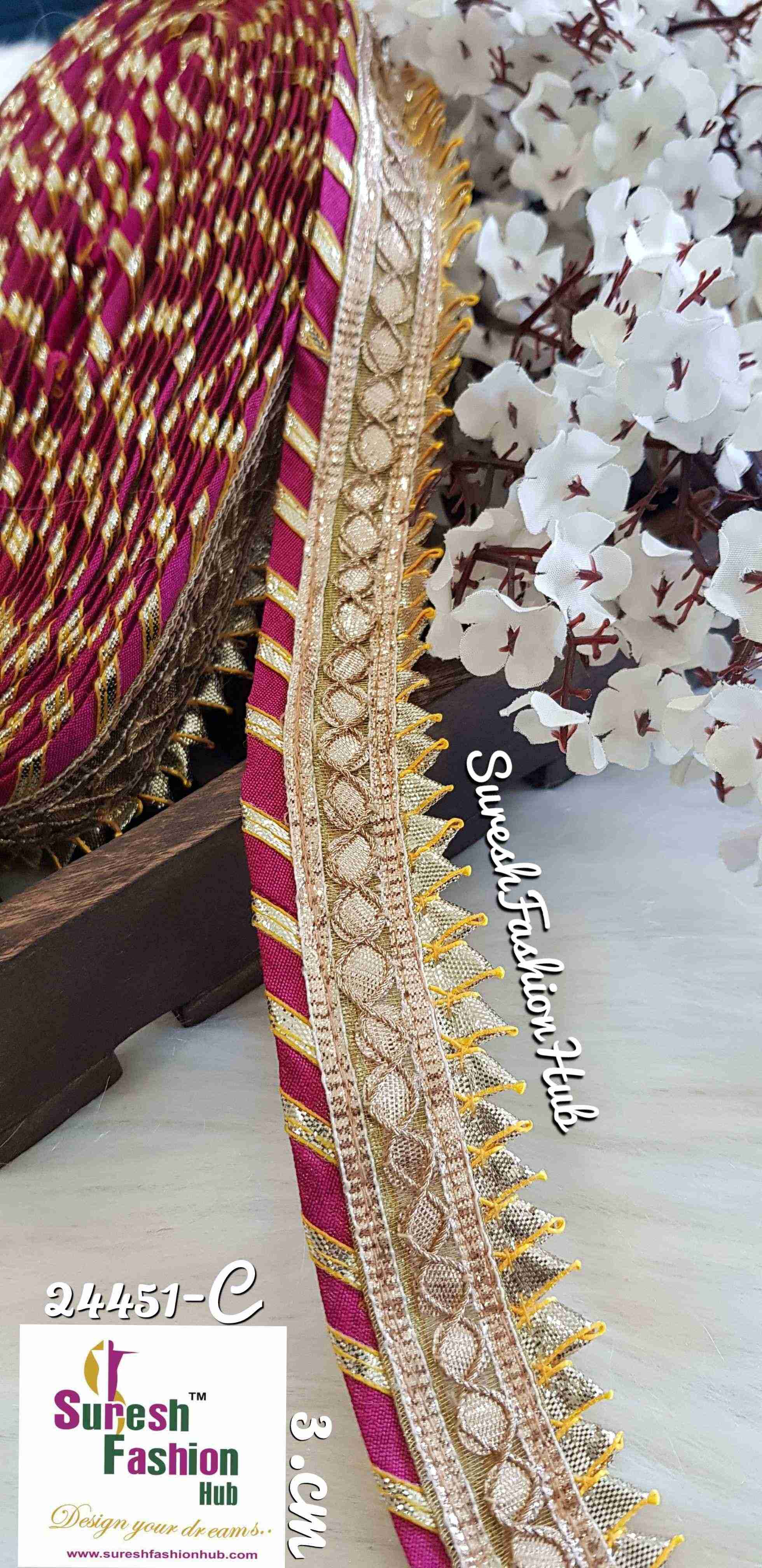 Designer Magenta Gota Patti Trim