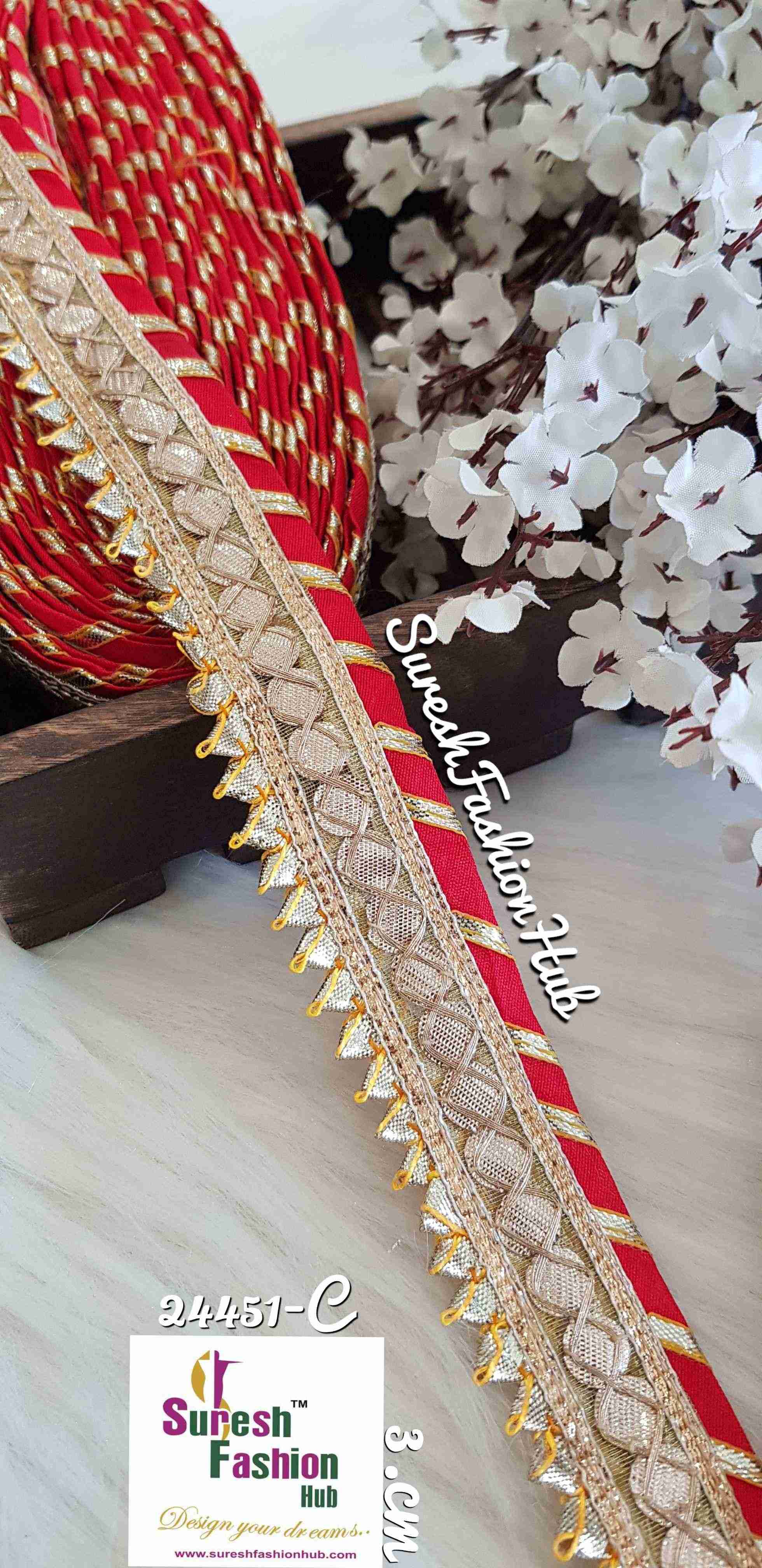 Designer Red Gota Patti Trim