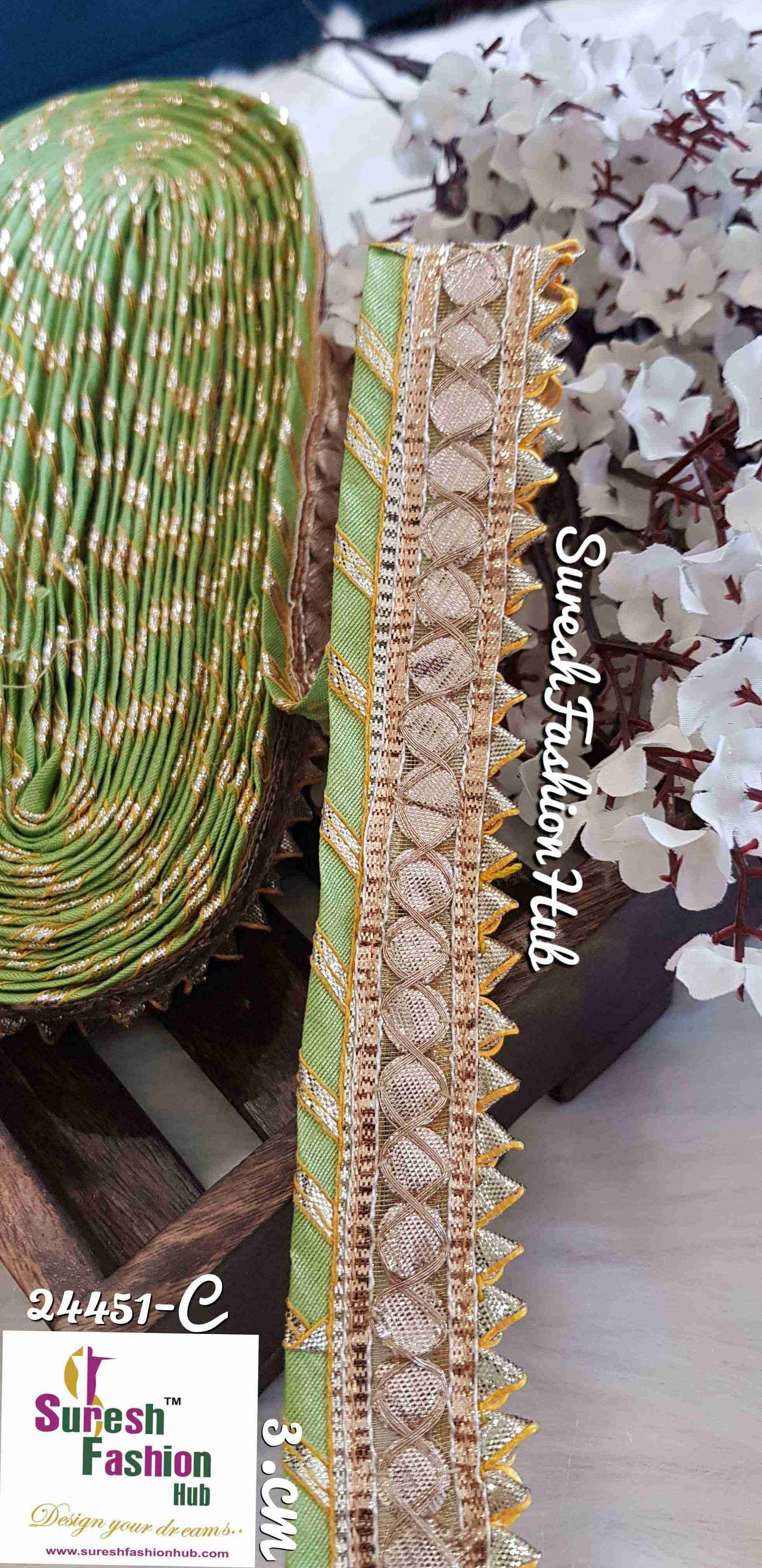 Designer Light Green Gota Patti Trim