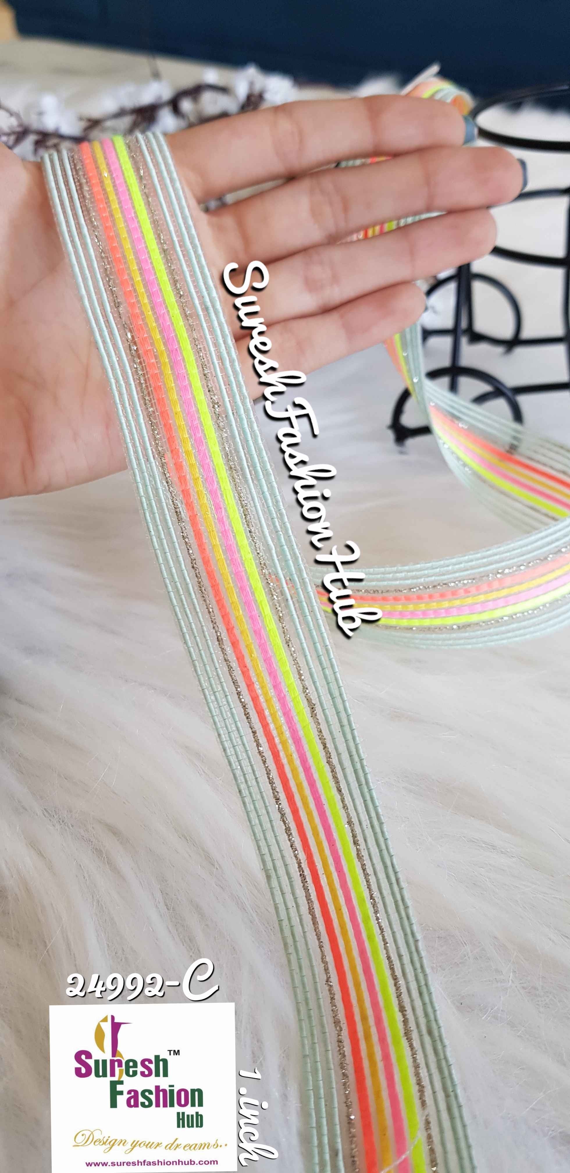 Pastel Green & Neon Colors Mix Decorative Trim