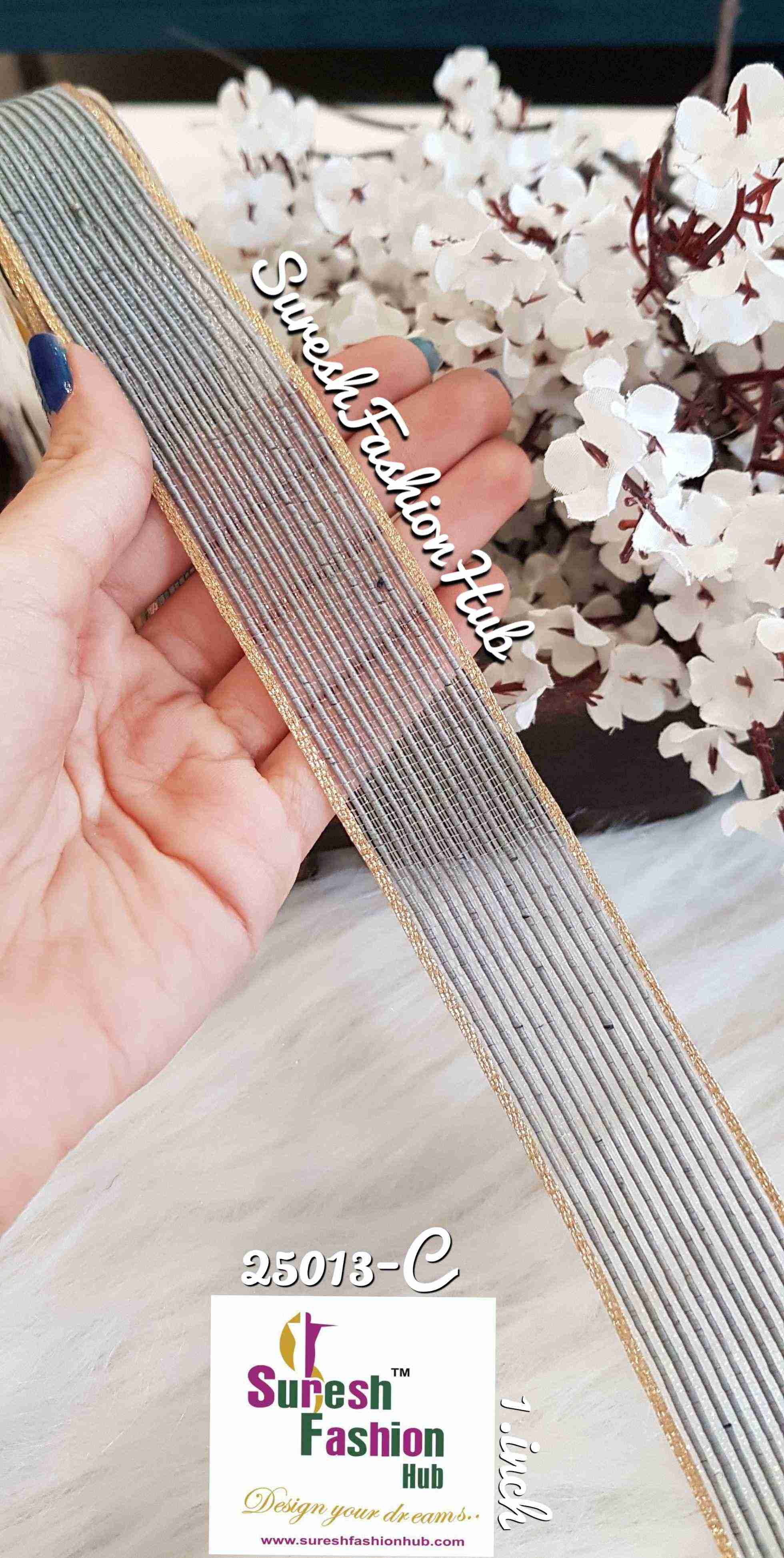 Grey Color Decorative Thick Strap Trim