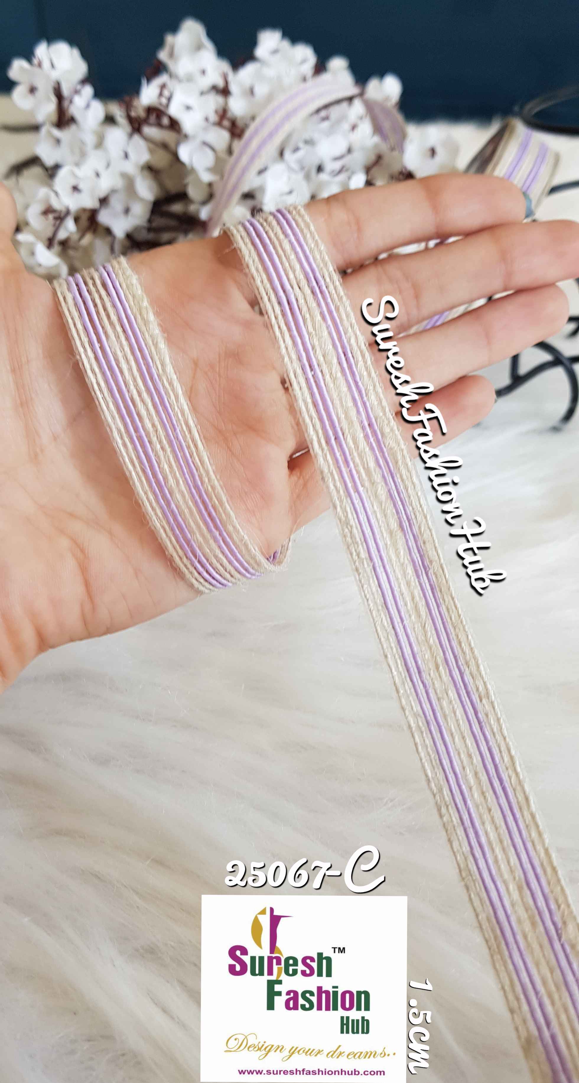 Lilac & White Stripes Thin Trim