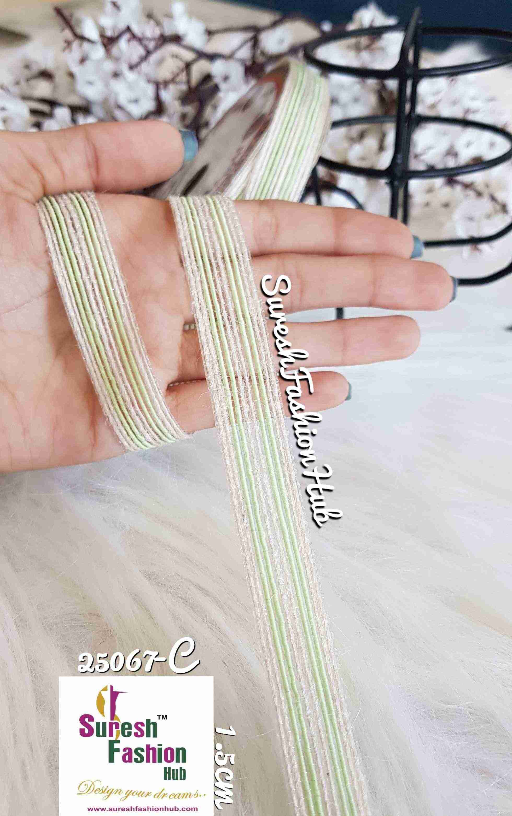 Pastel Green & White Thin Trim