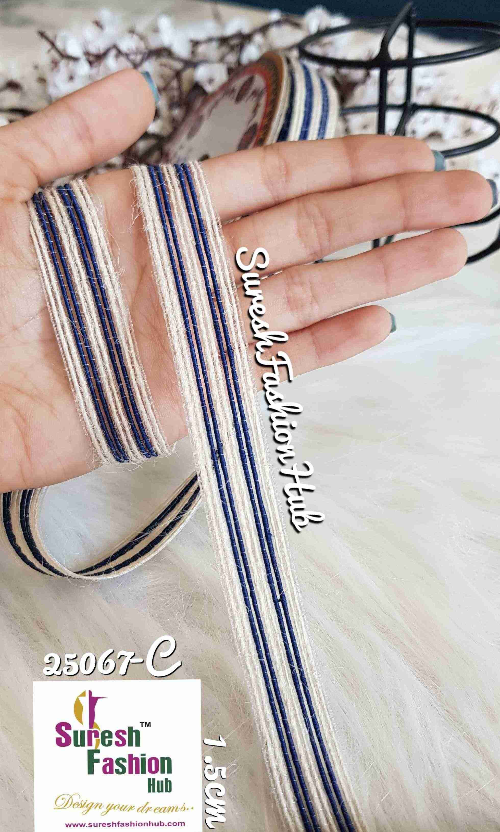 Navy Blue & White Stripes Thin Trim