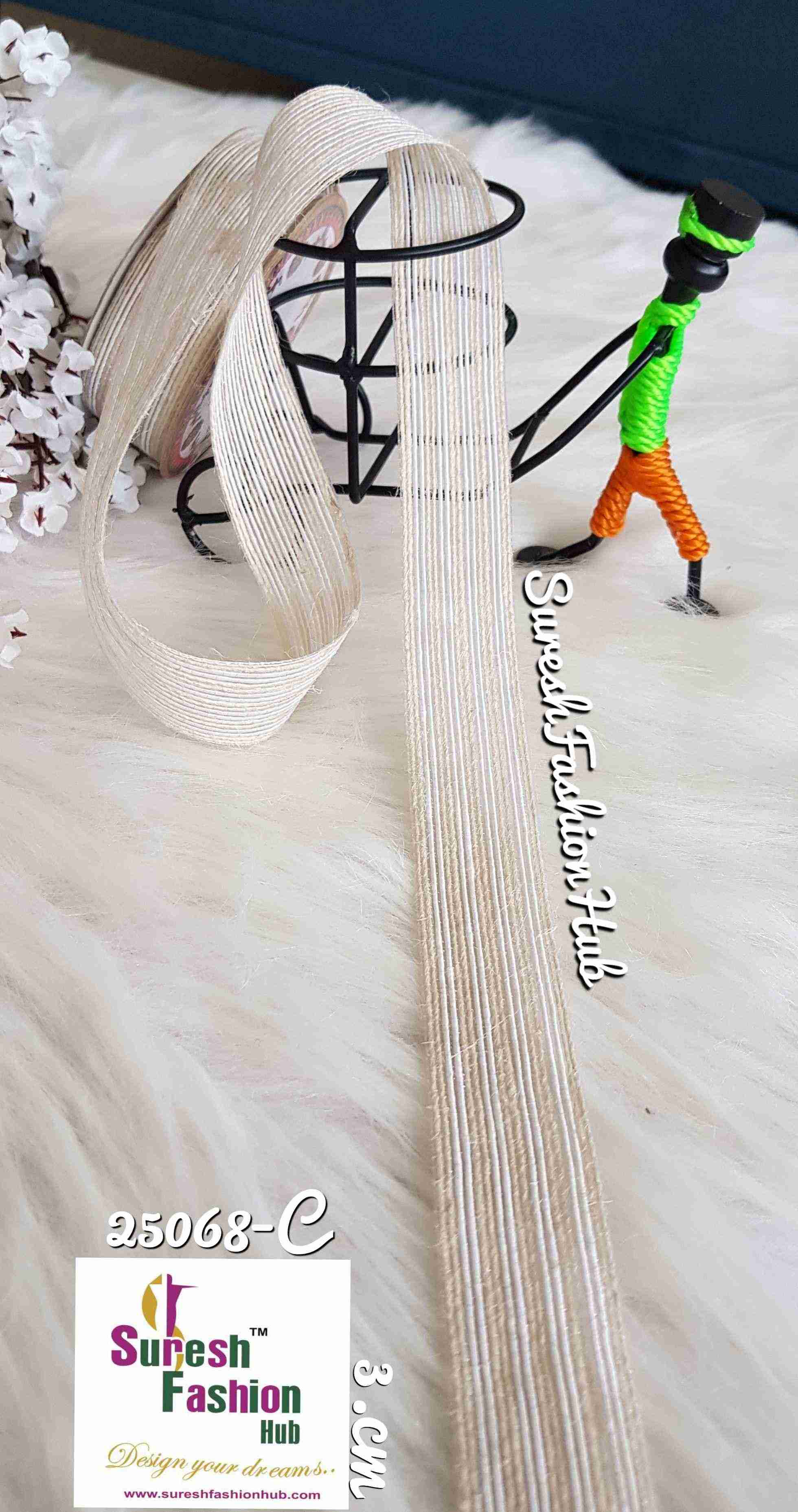 White & Offwhite Striped Trim