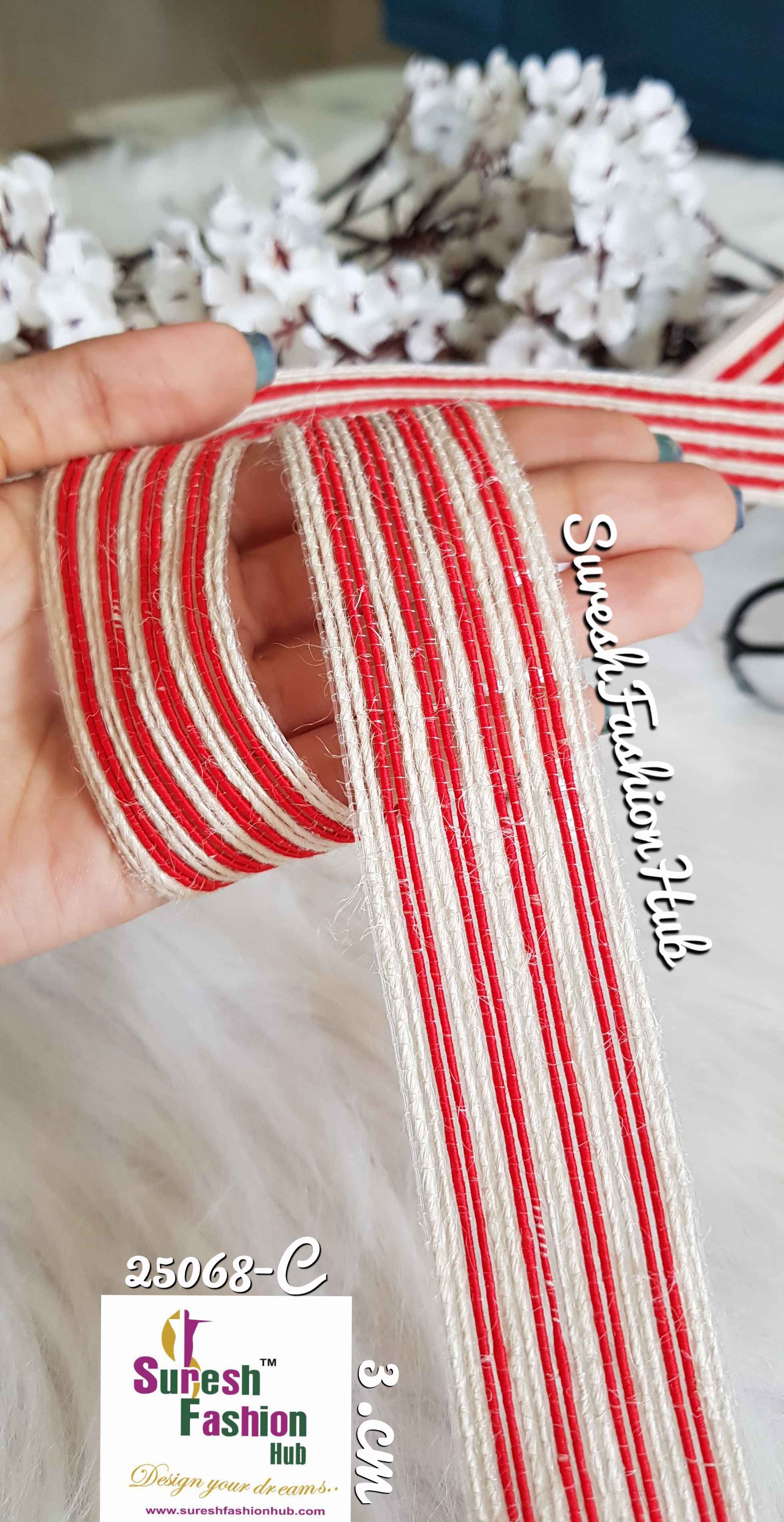 White & Red Striped Trim