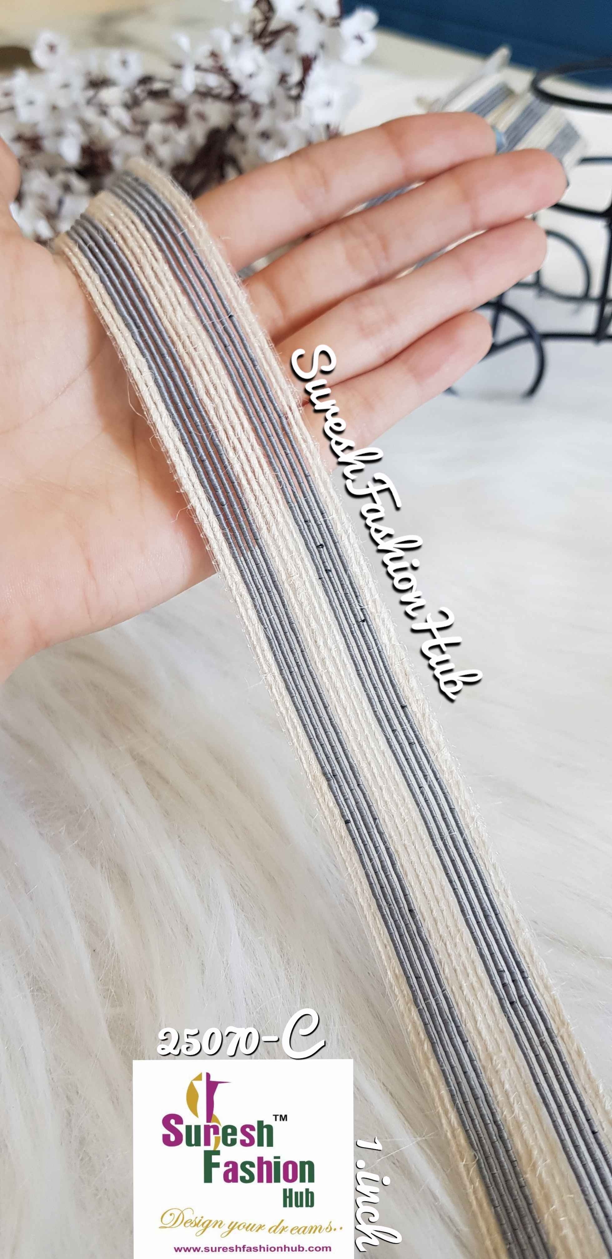 Grey & White Stripes Delicate Trim