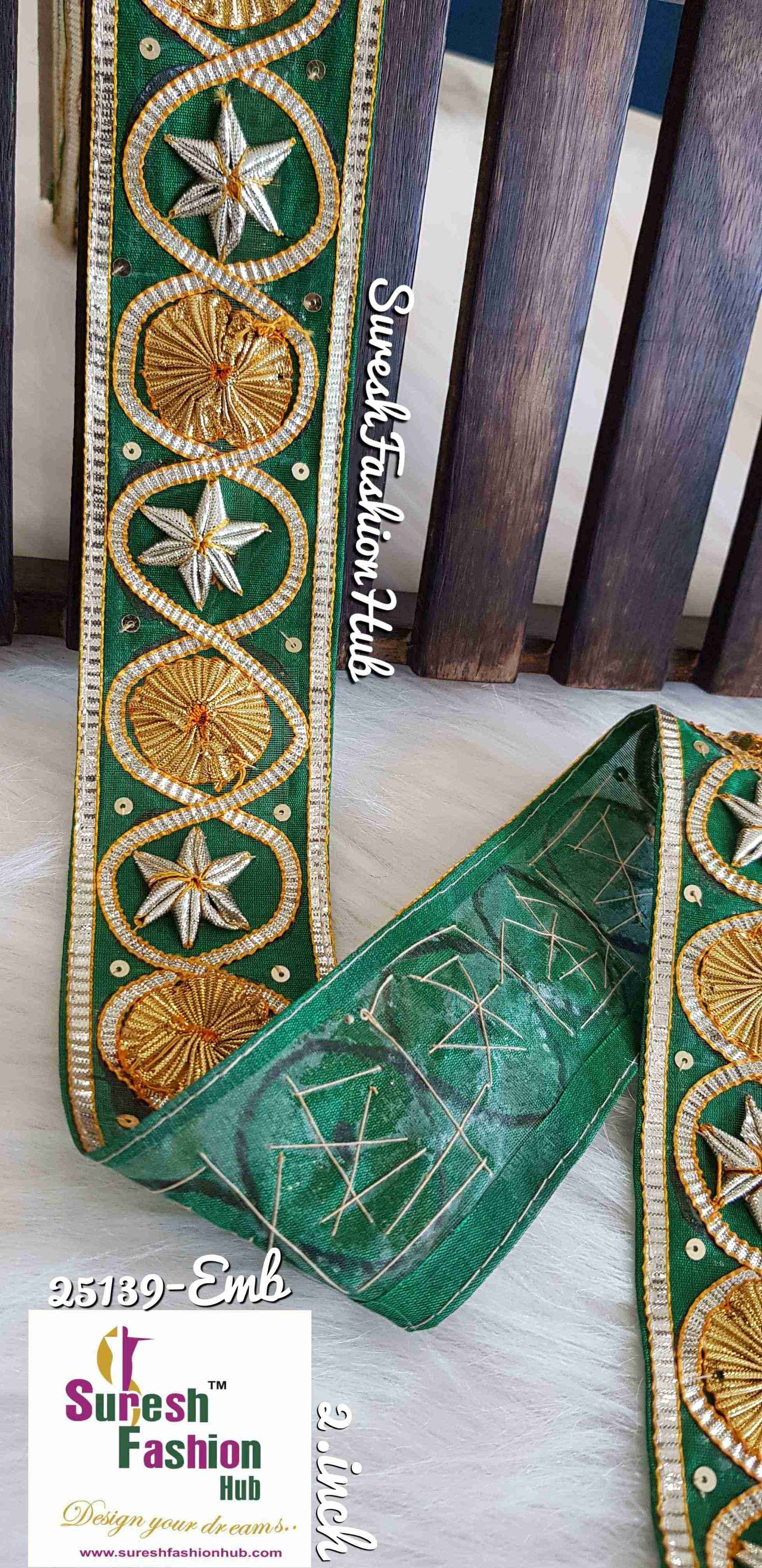 Exquisite Green Intricate Gota Patti Trim