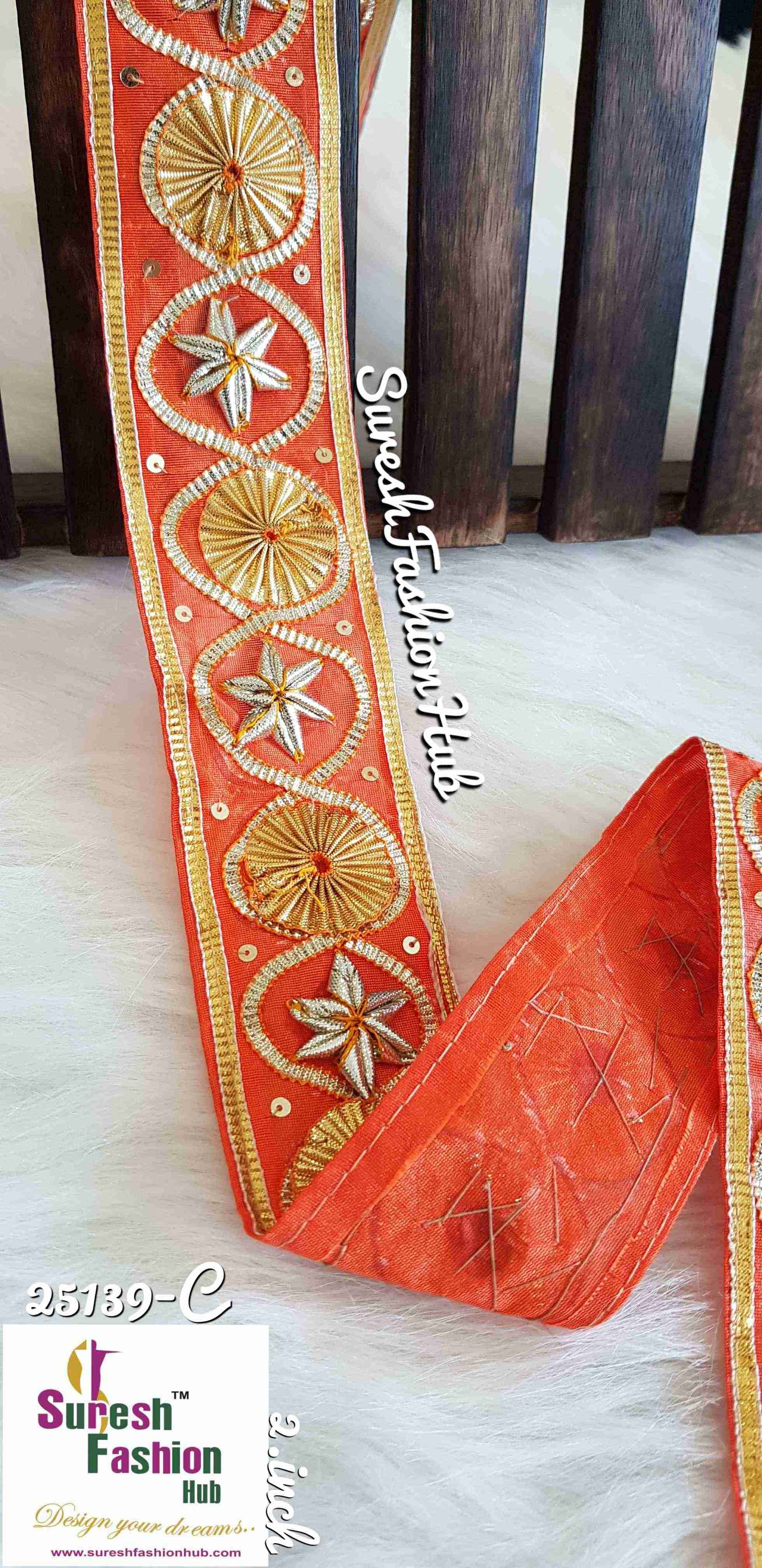 Lavish Orange Intricate Gota Patti Trim