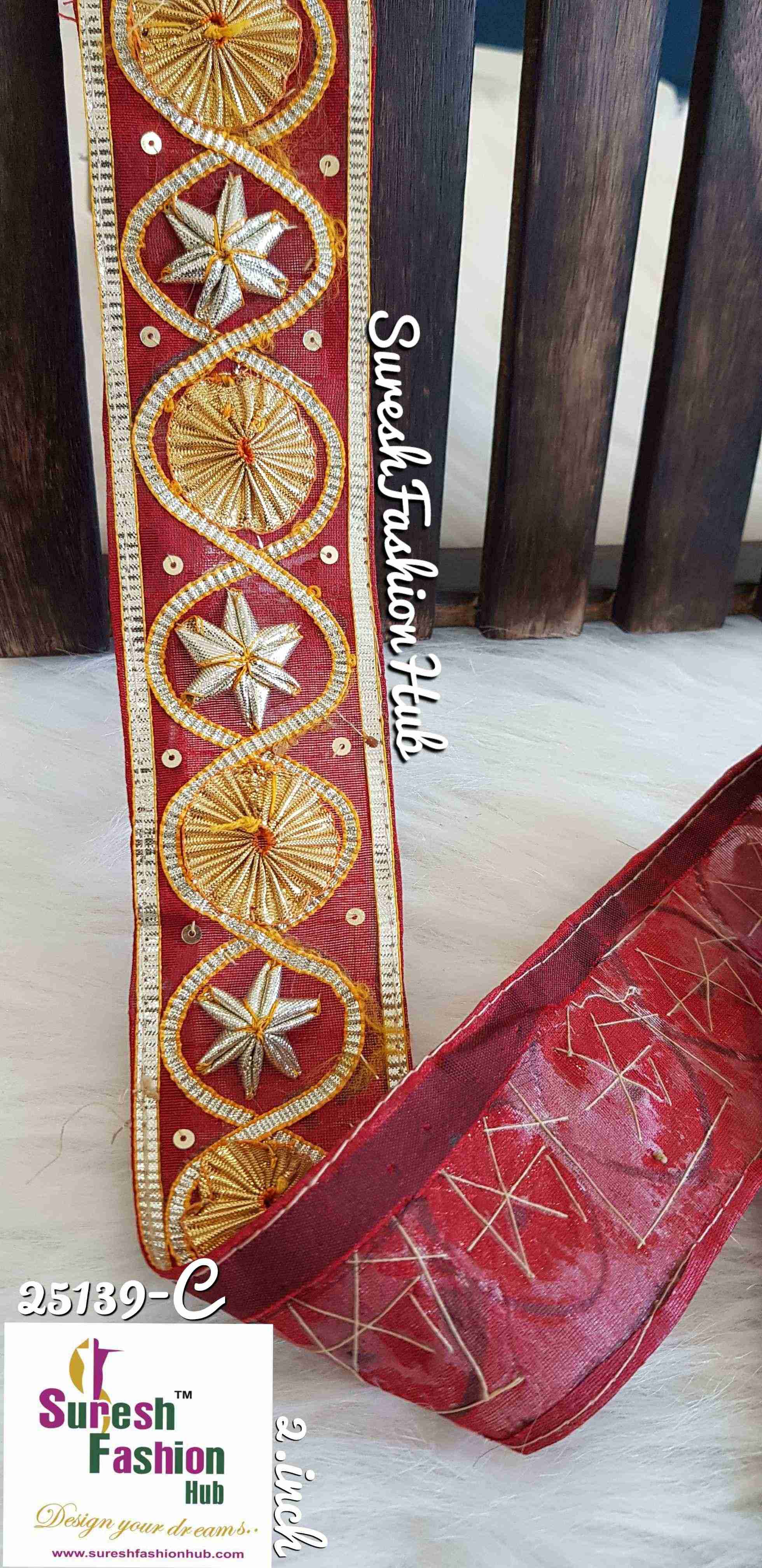 Striking Maroon Inrticate Gota Patti Trim