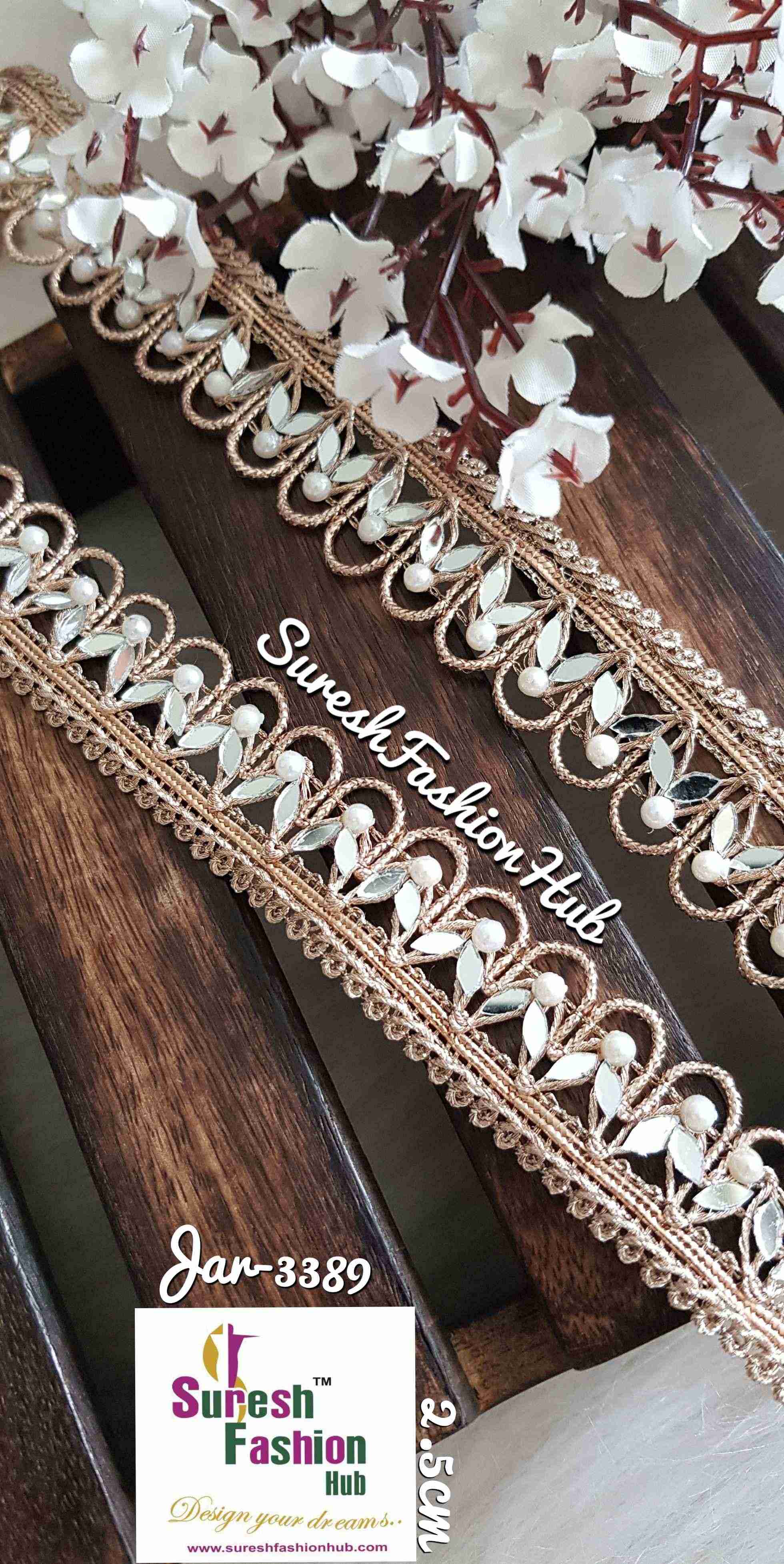 Glittering Mirror Pearl Color Embellished Trim