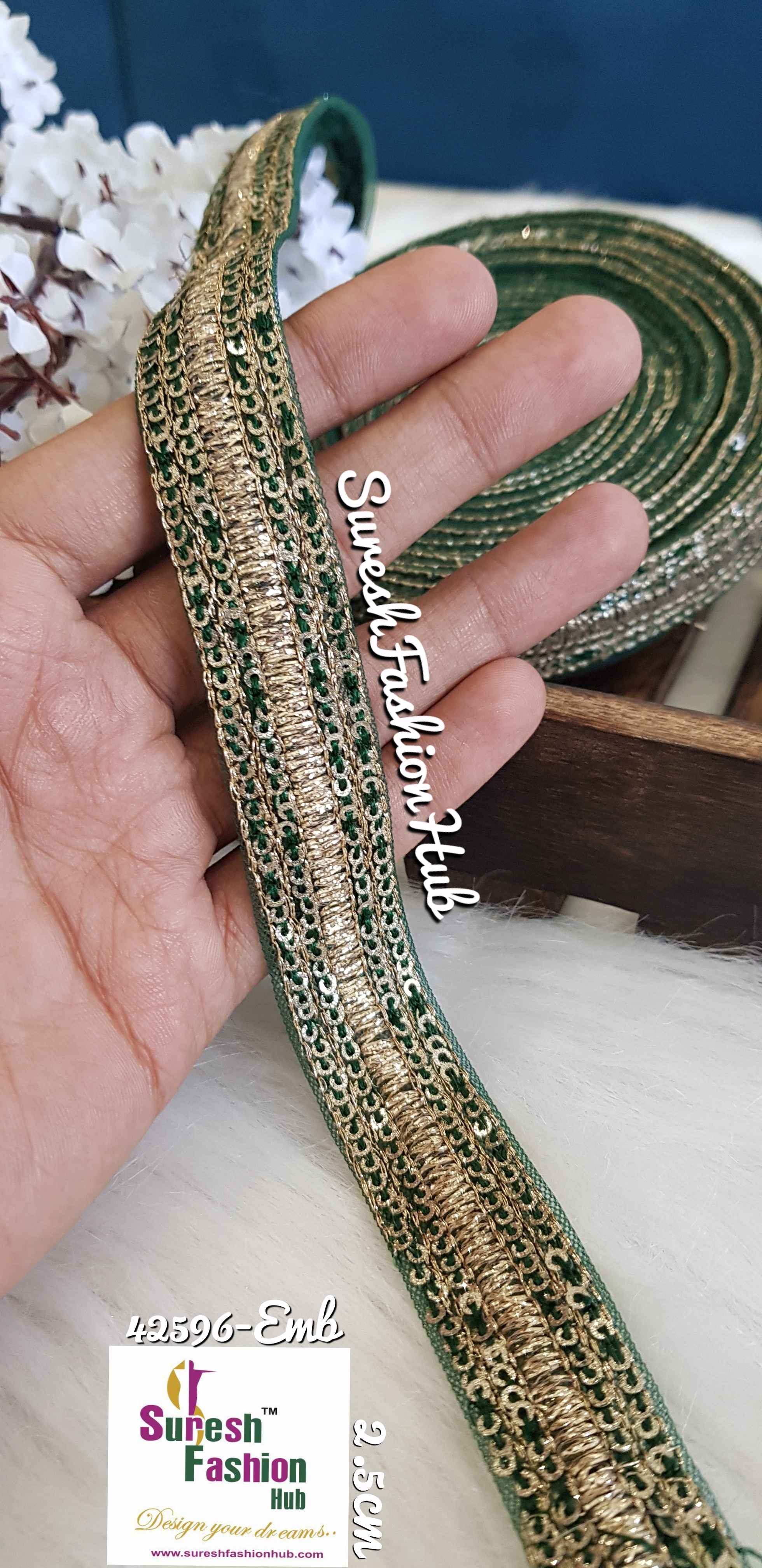 Alluring Green Bridal embroidered trim