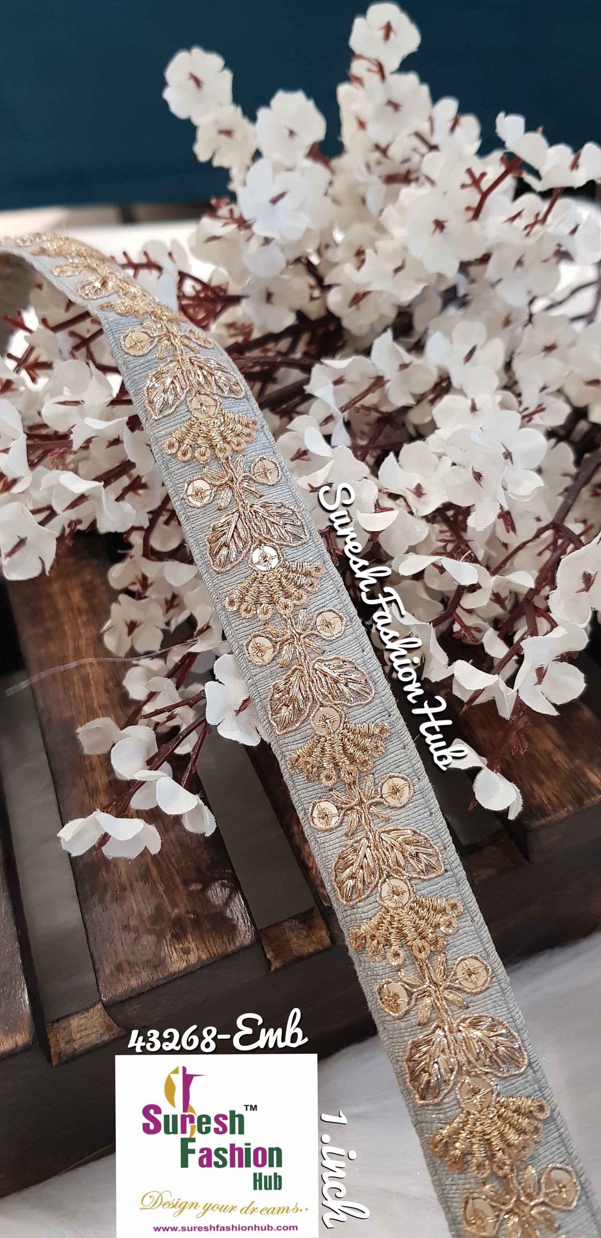 Greyish color Embroidered trim