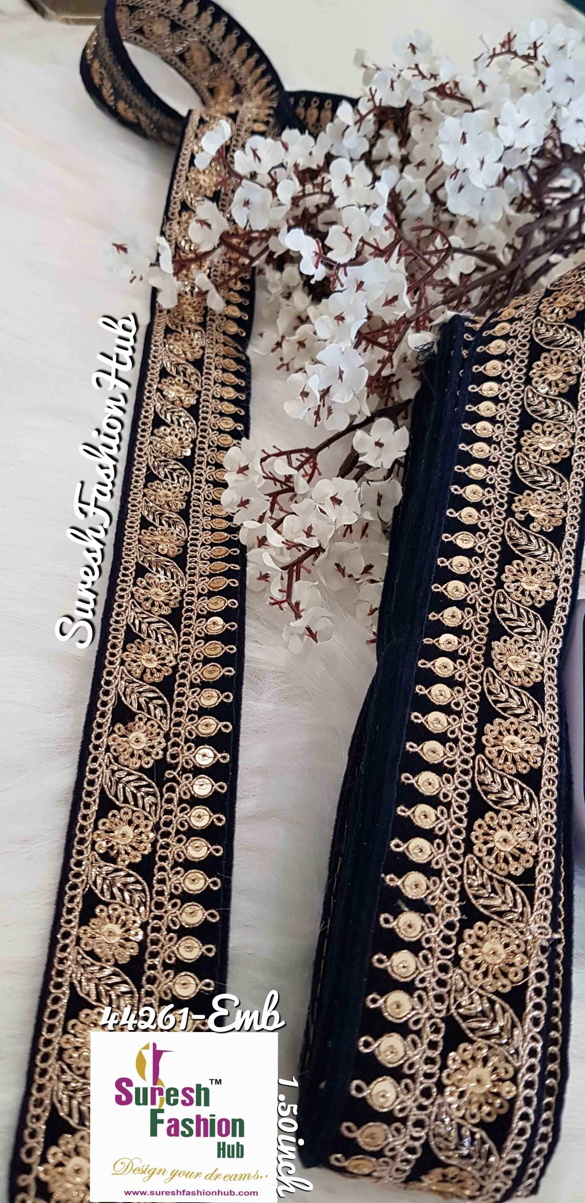 Cerulean Blue embroidered trim