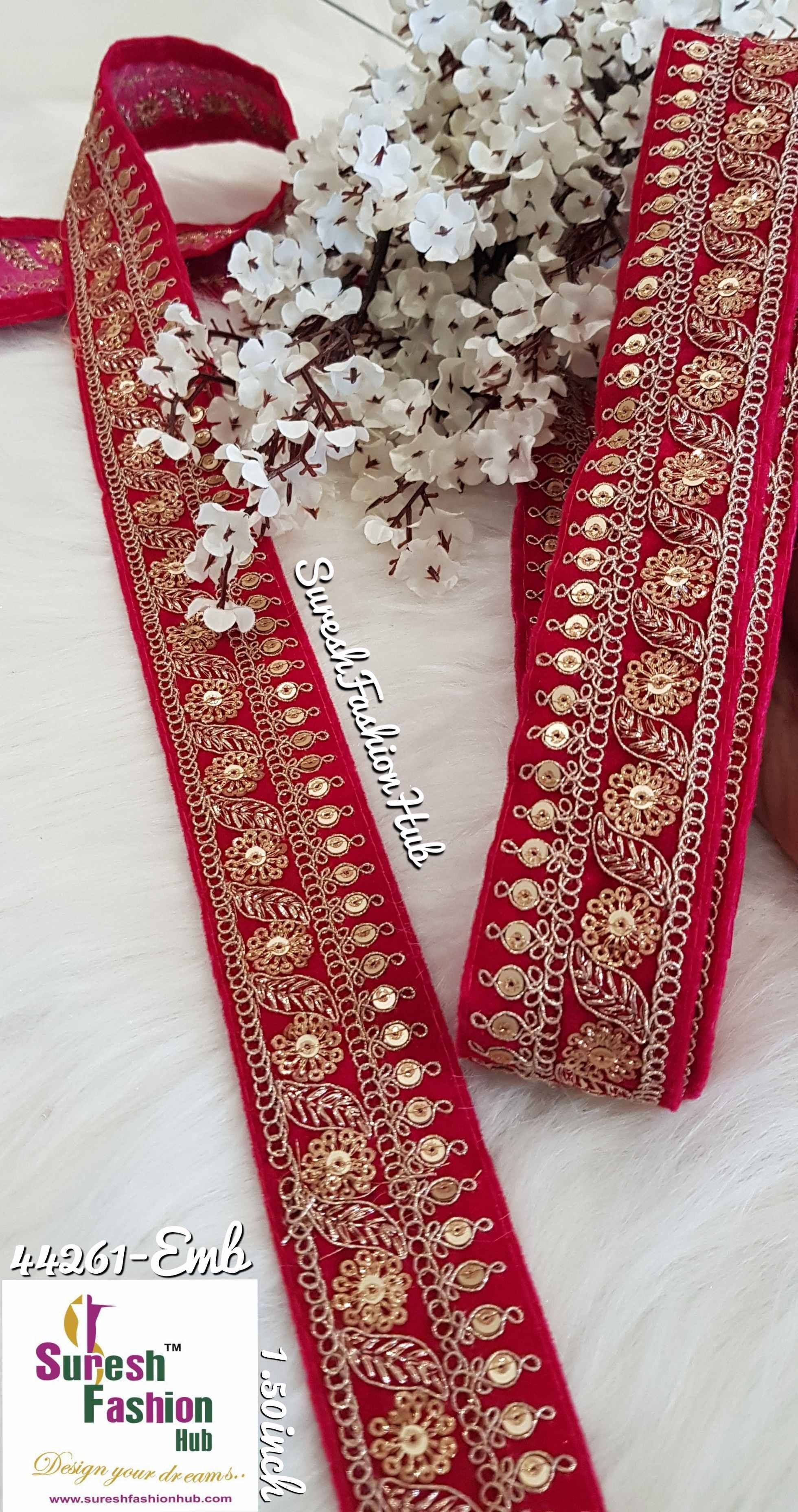 Popping Pink embroidered trim