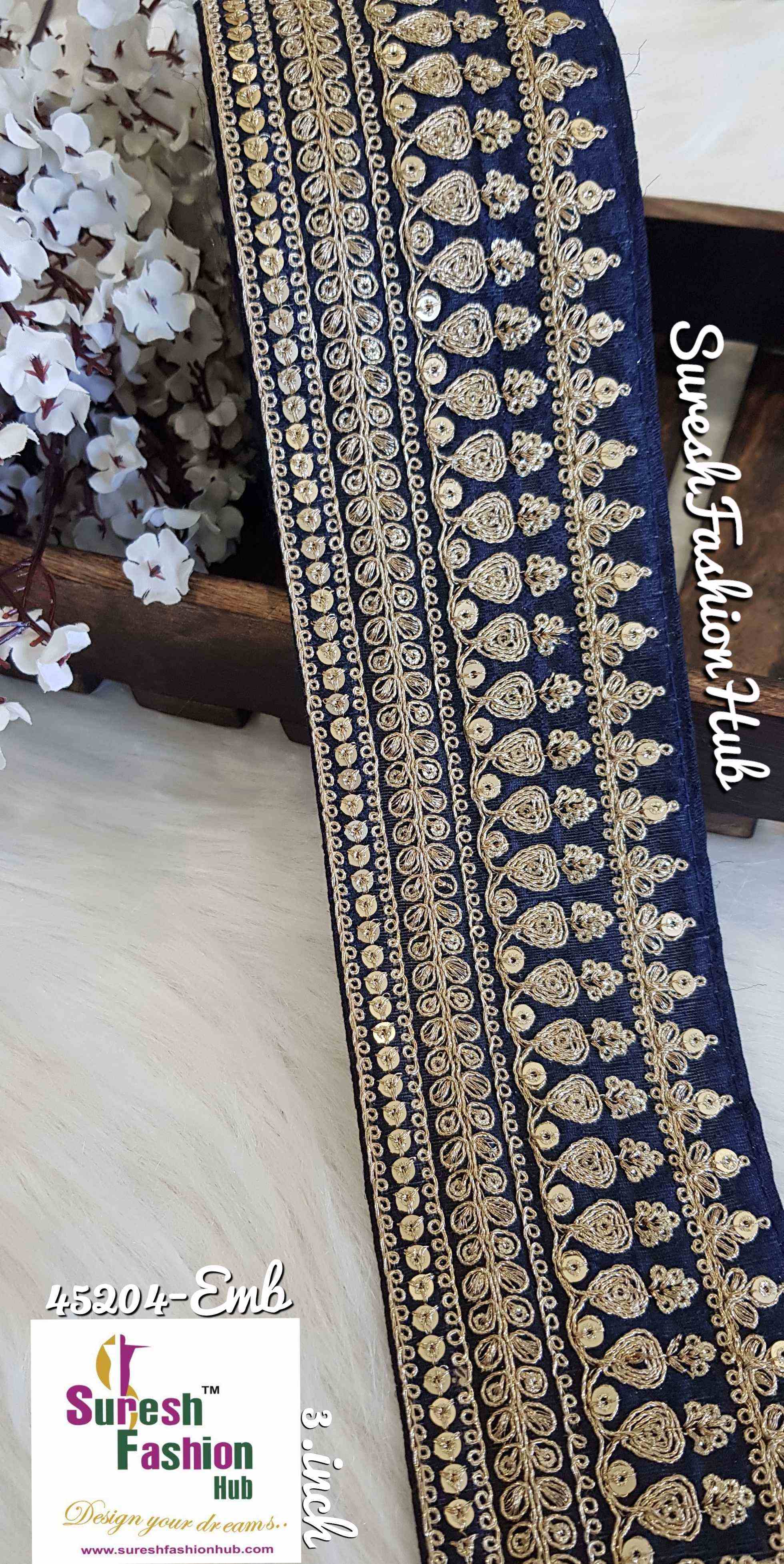 Royal bride sapphire blue embroidered trim