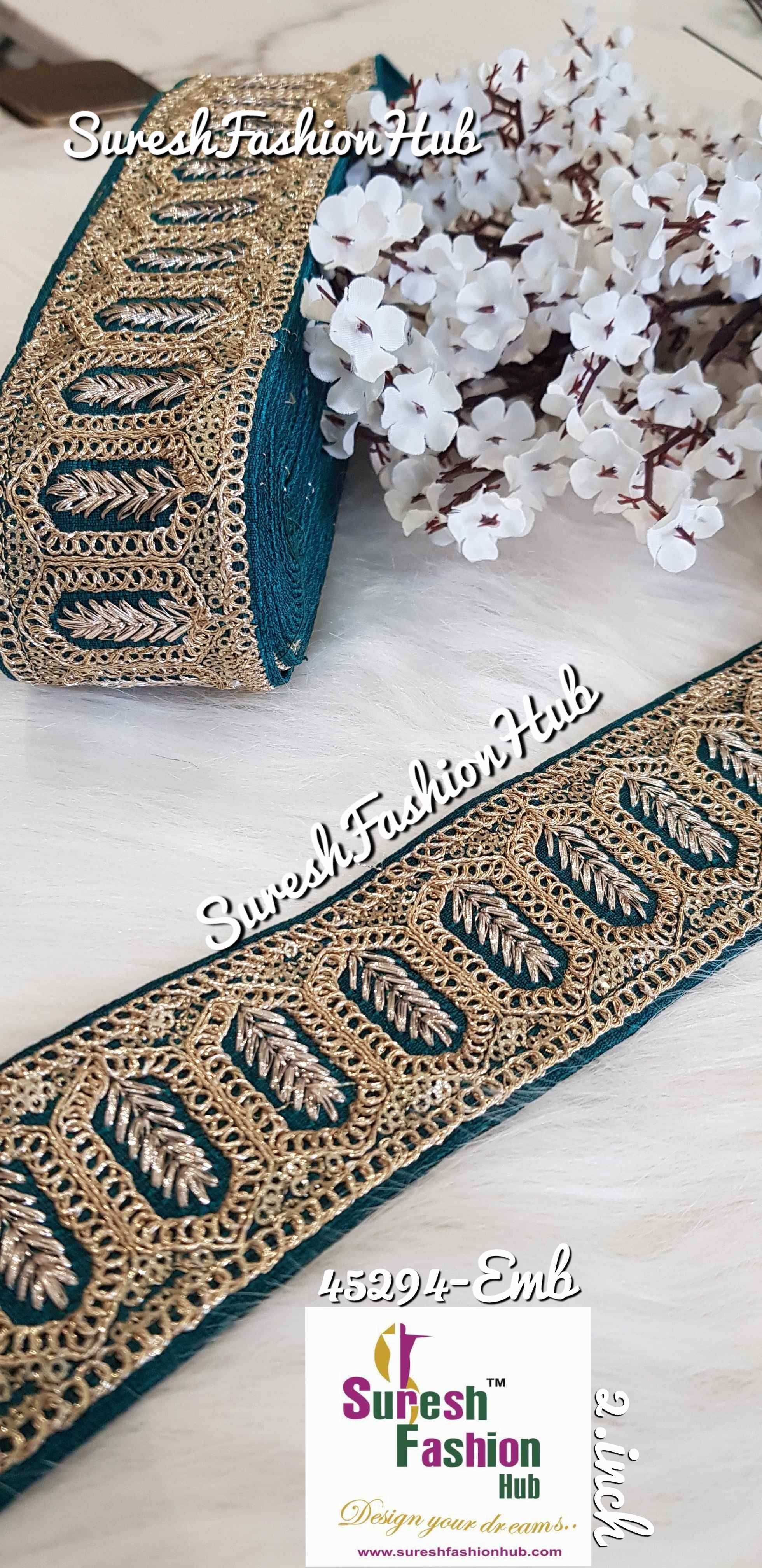 Azure Luxurious royal embroidered trim