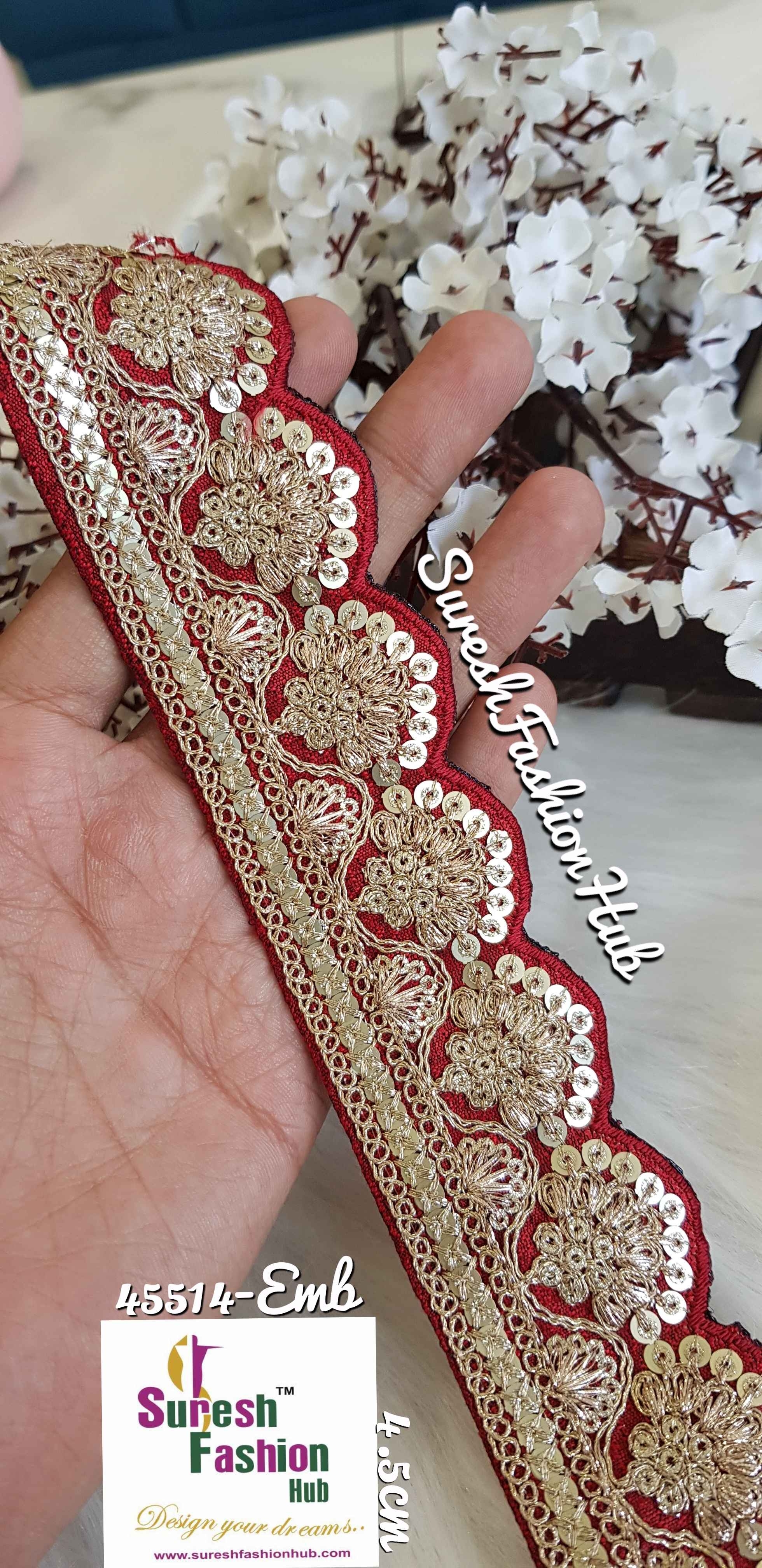 Buy Luxurious Wine Velvet Touch Trim - Suresh Fashion Hub India. | Laces  And Trims By Suresh Fashion Hub 