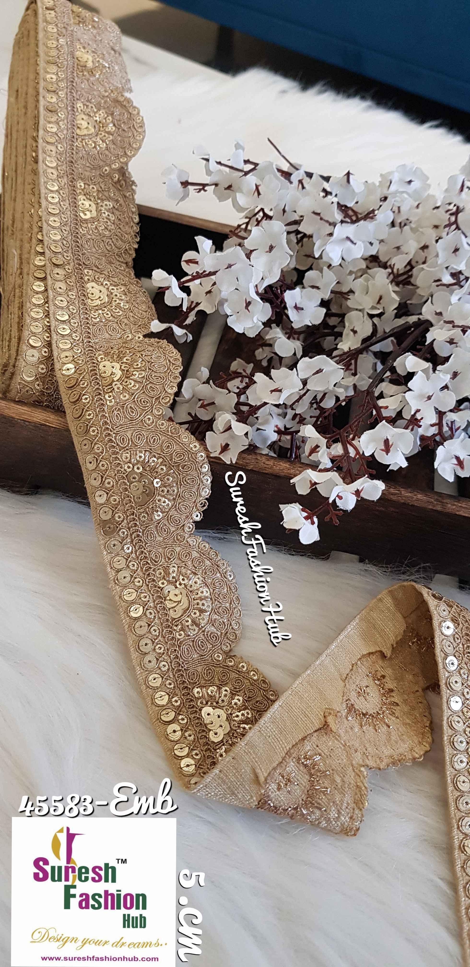 Chickoo color  Embroidered Trim