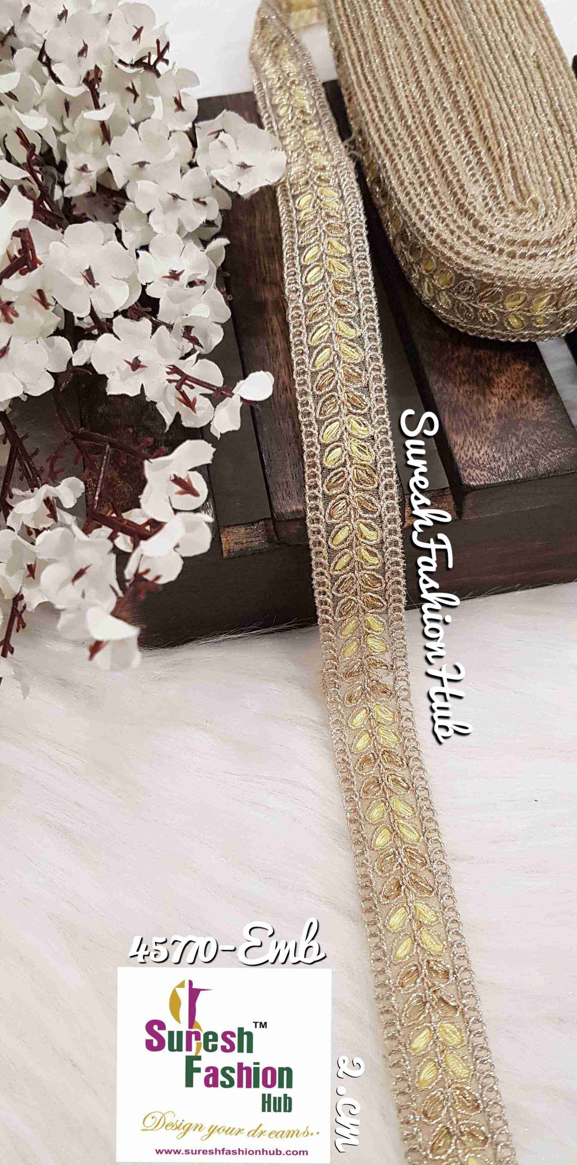 Lemon yellow delicate embroidered trim