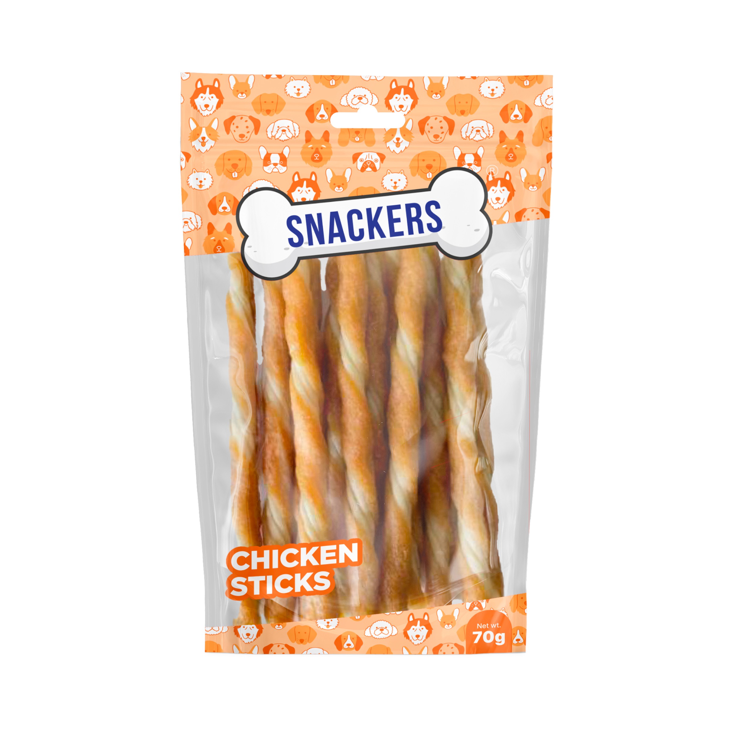 Snackers Chicken with Fiber Stick Twists for Dogs (12 cm, 2 cm, 70 g)