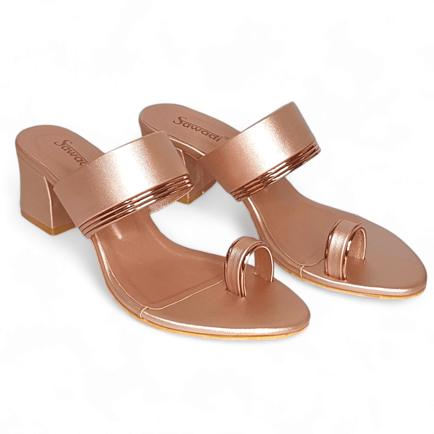 SAWADI Women's Rose Gold Casuals and Partywear Chappals | Flat Slip-Ons