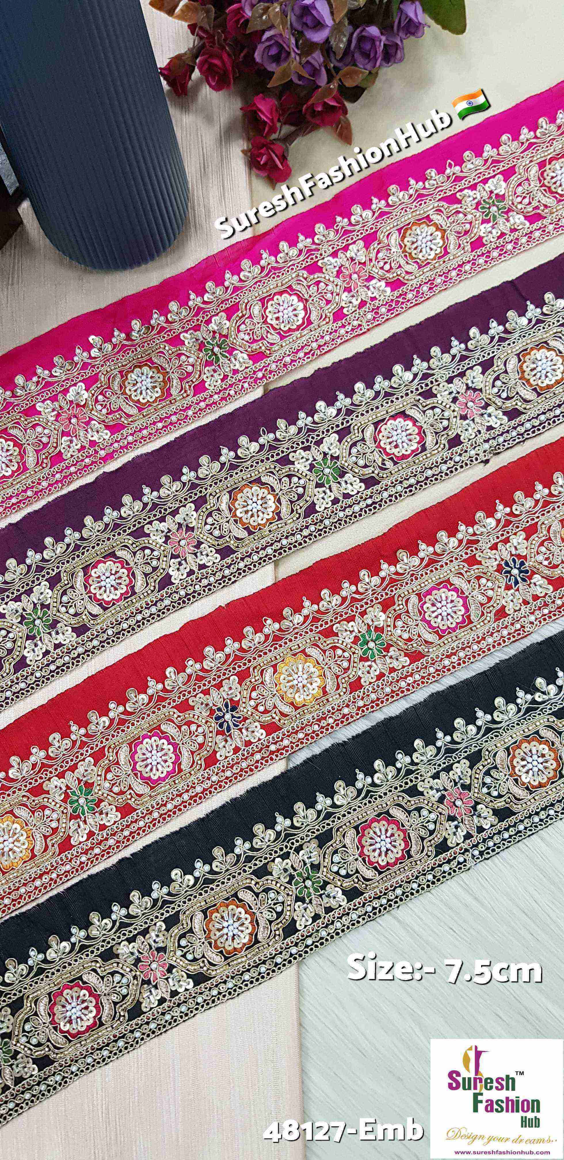Regal Floral Maroon Embroidery Lace