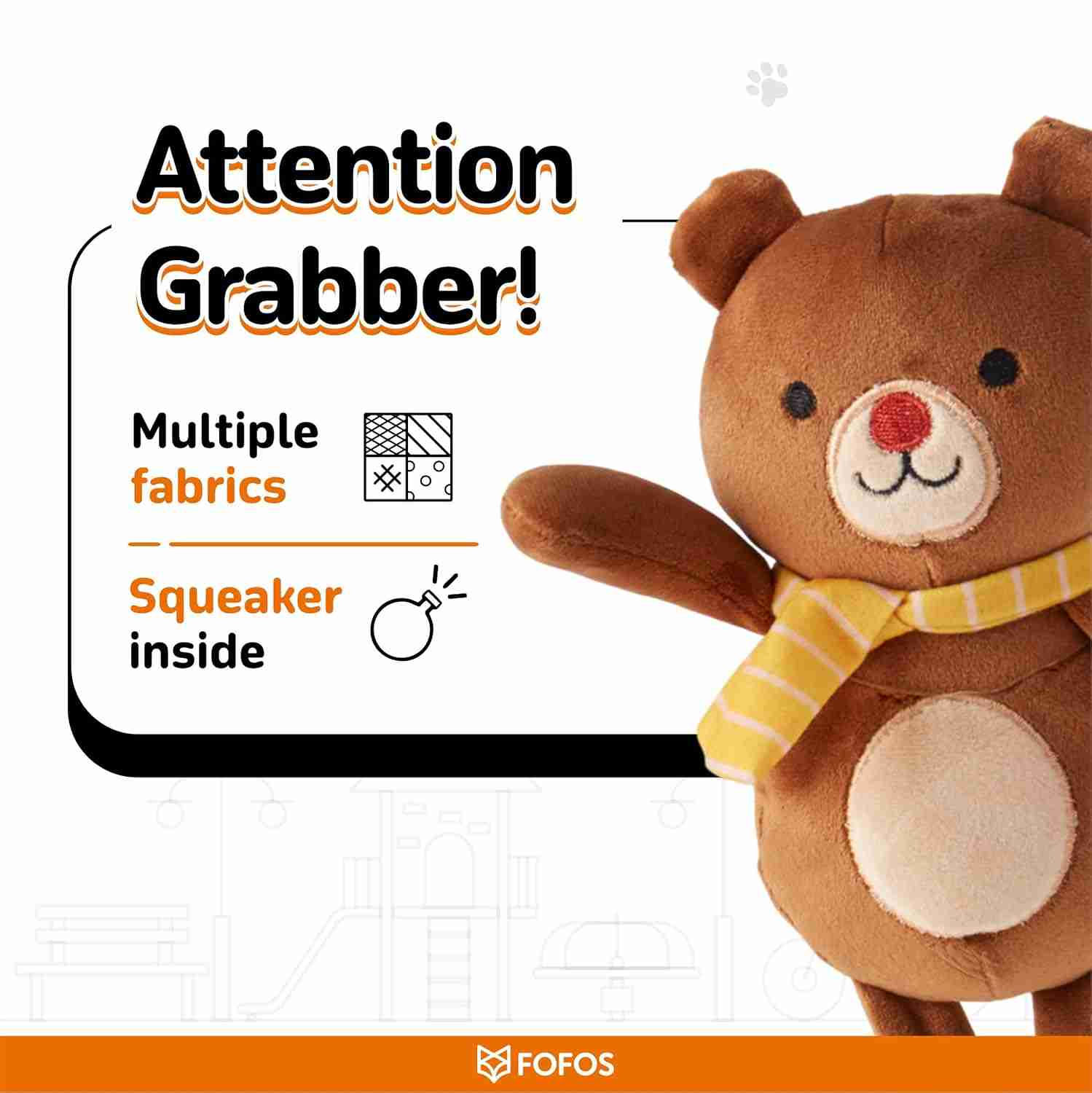 Fofos Fluffy Puppy Toy Bear, Brown