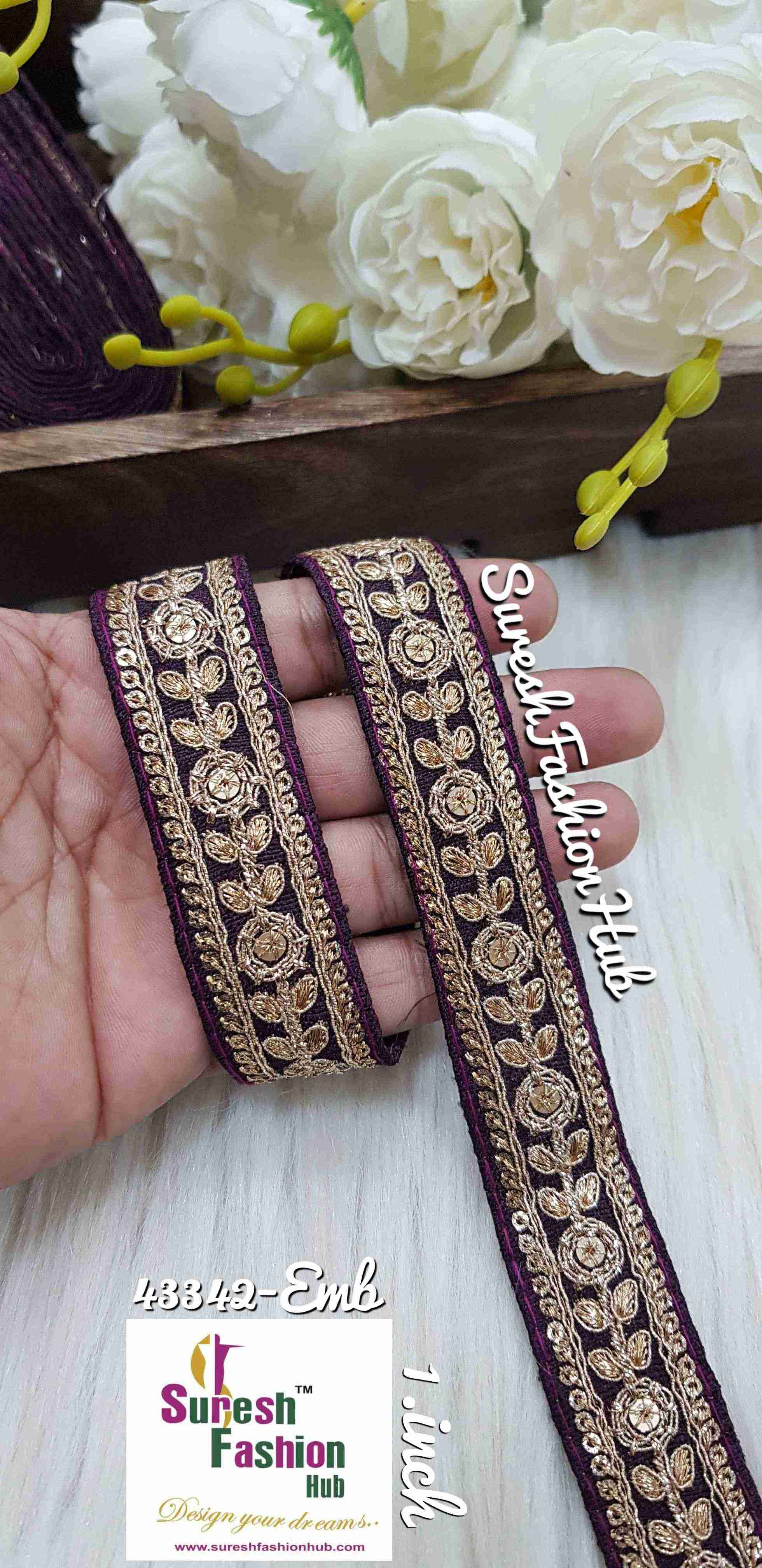 Midnight Wine Sparkle Fusion Lace - 1 Inch