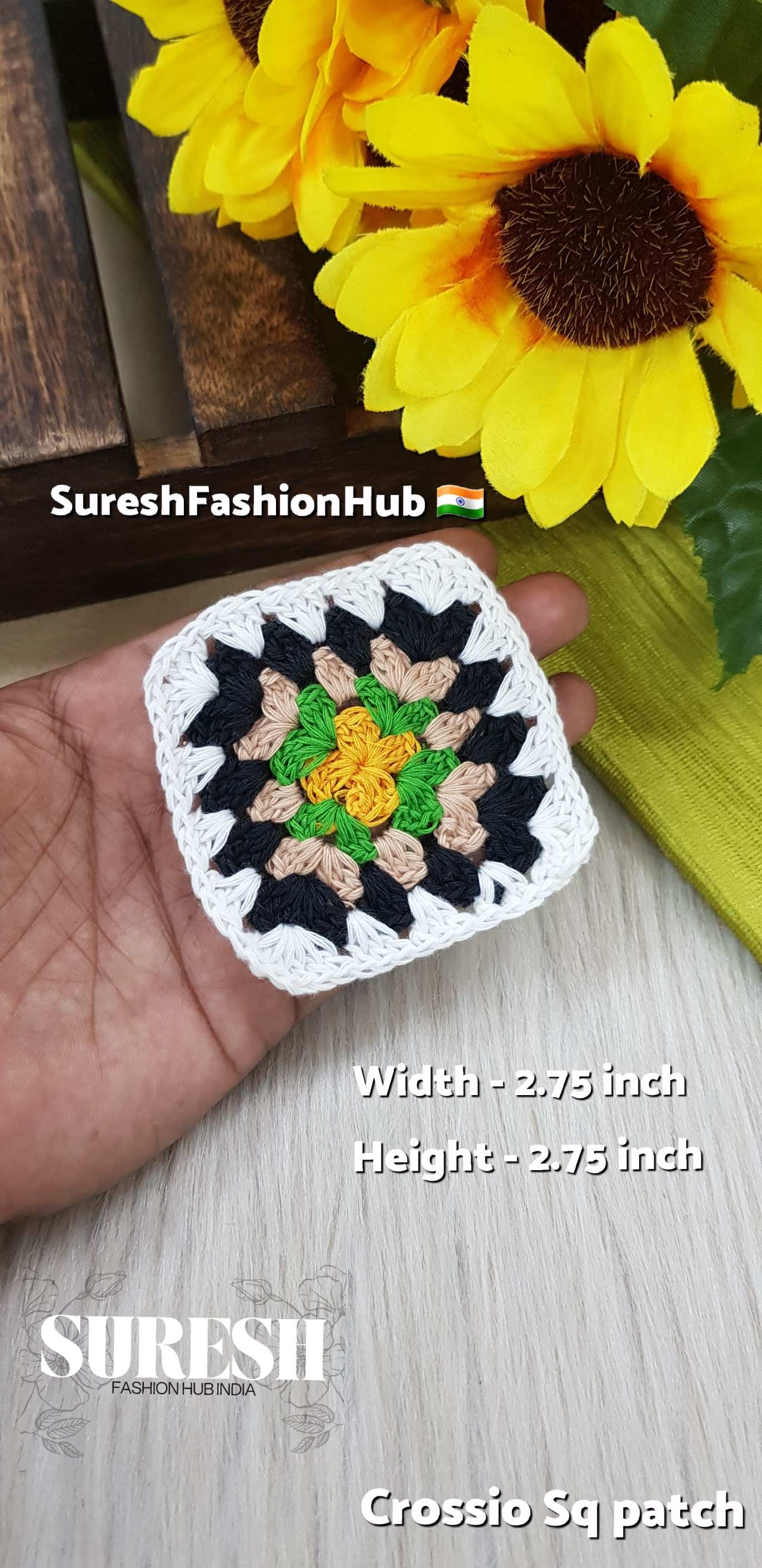 Cr-1 Handmade Crosio Square Patch (White)