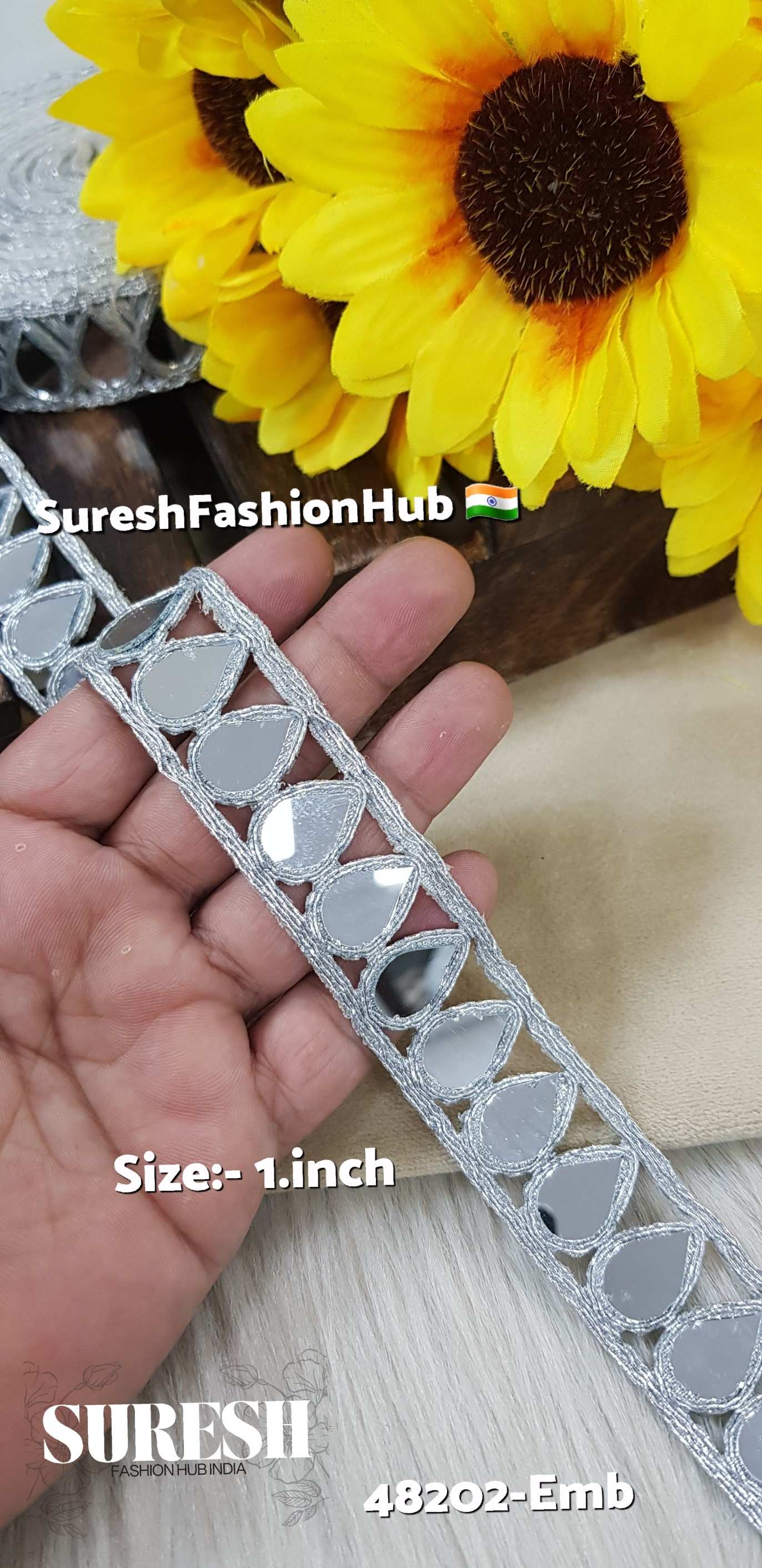 Sliver Drop Mirror Cutwork Lace