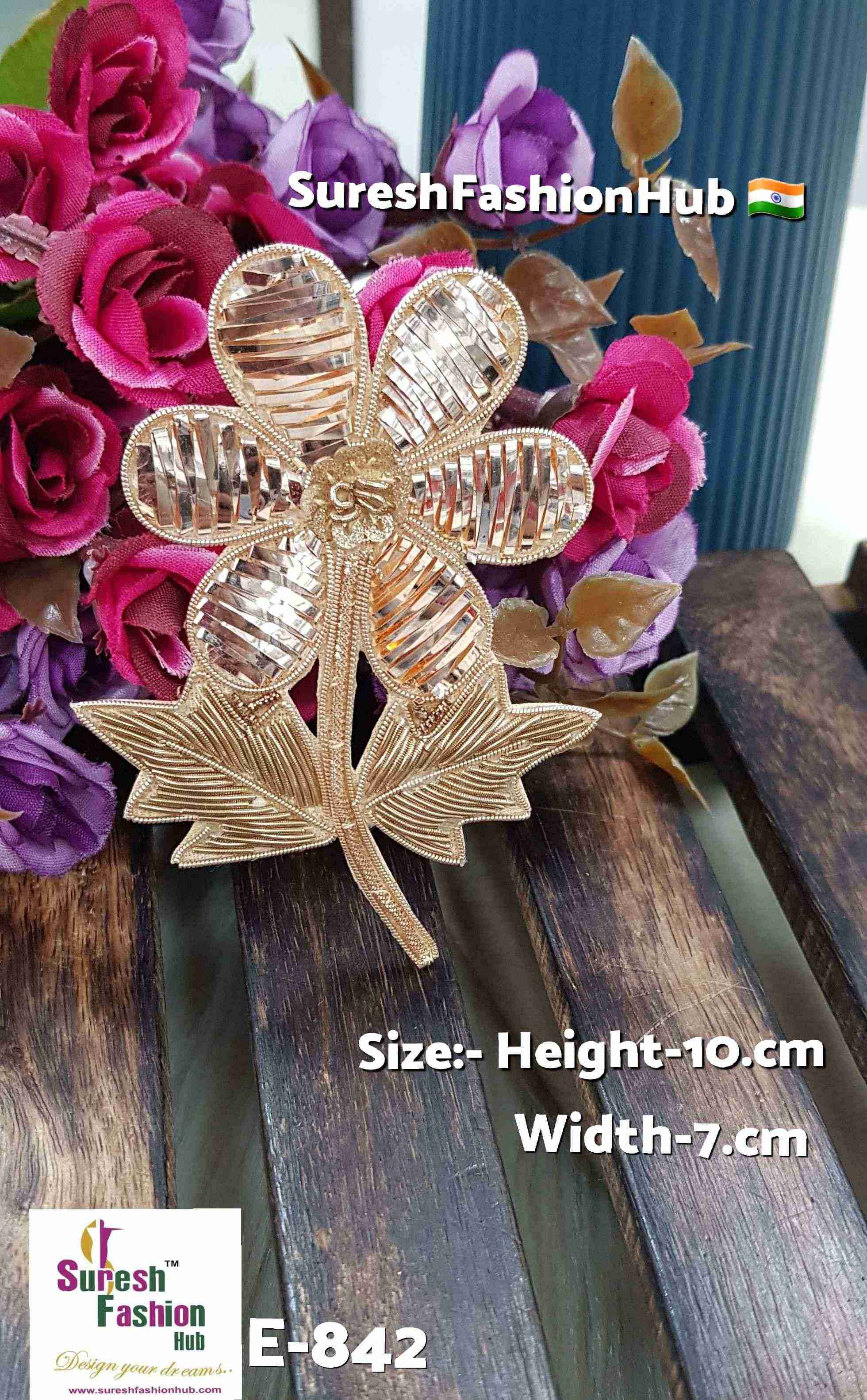 Zardosi Flower Cutwork Patch with Sequin Center