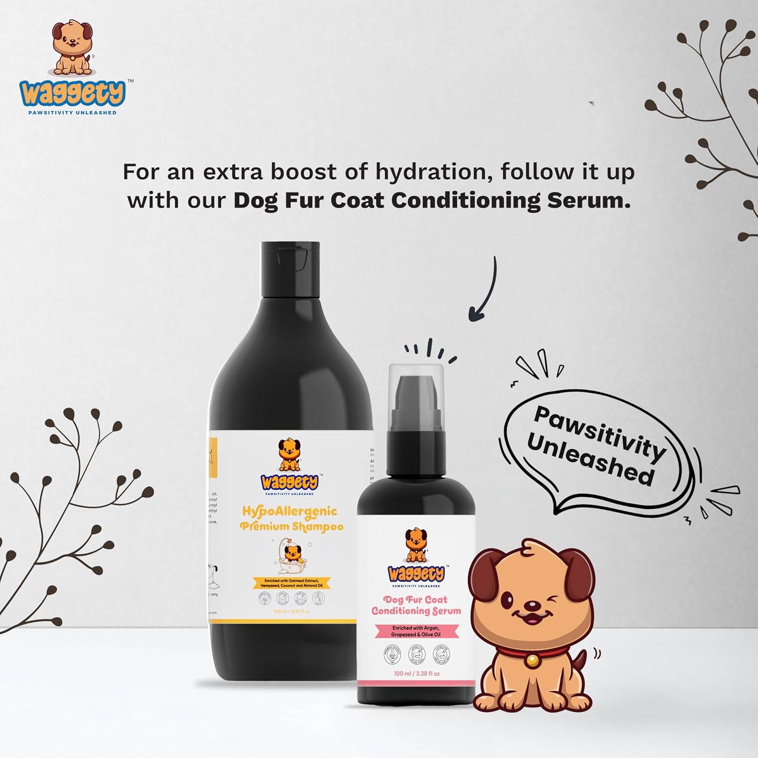 Waggety Hypoallergenic Dog Shampoo, 500ml