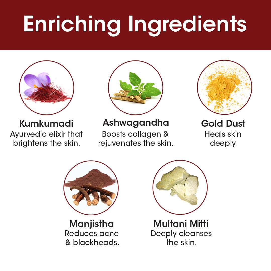 T.A.C - The Ayurveda Co. 7% Kumkumadi Face Wash with 24k Gold Dust | For Exfoliating and Glowing Skin|  All Skin Type - 100 ml