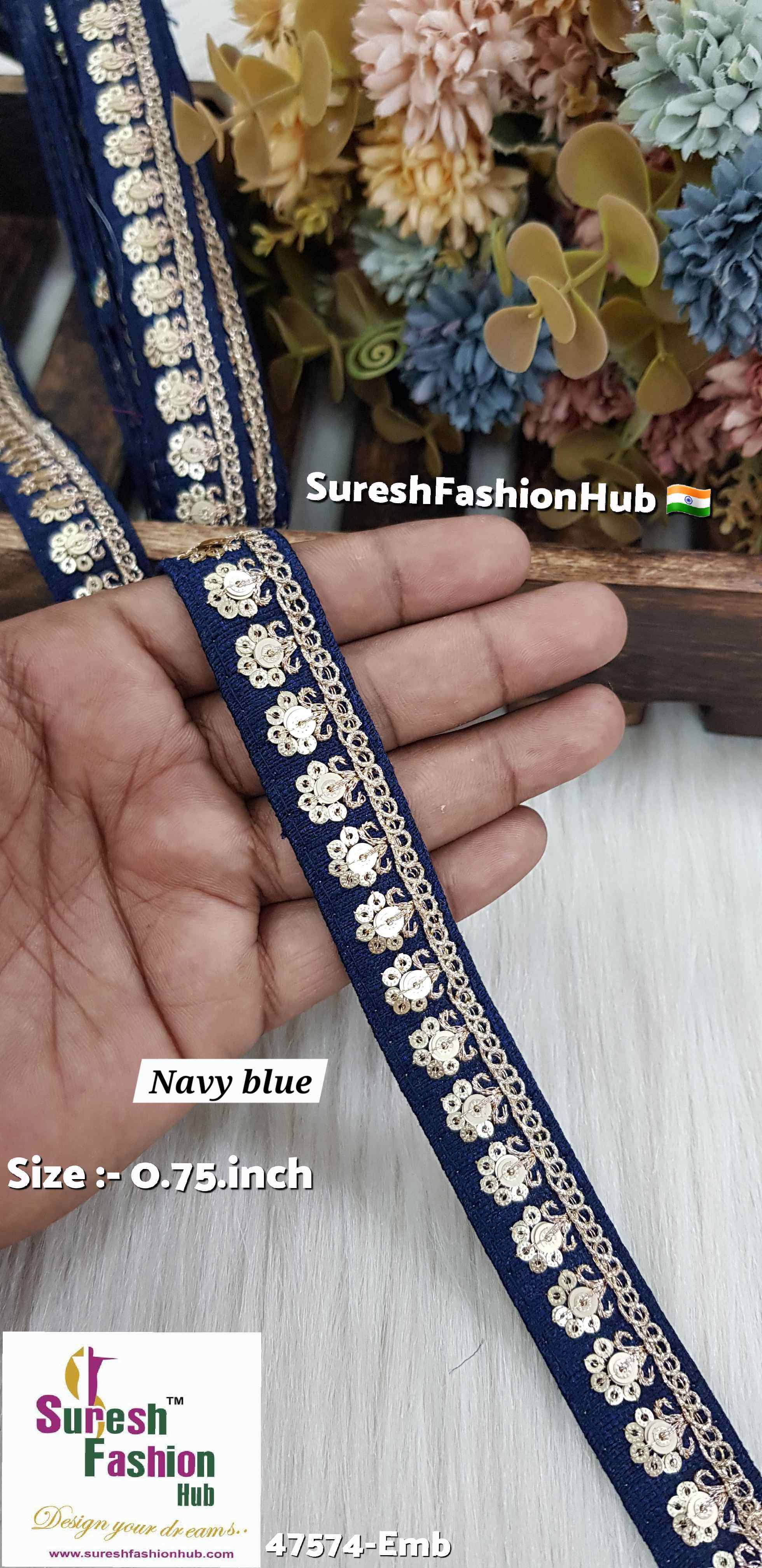 Embroidery Navy Blue Surat Silk