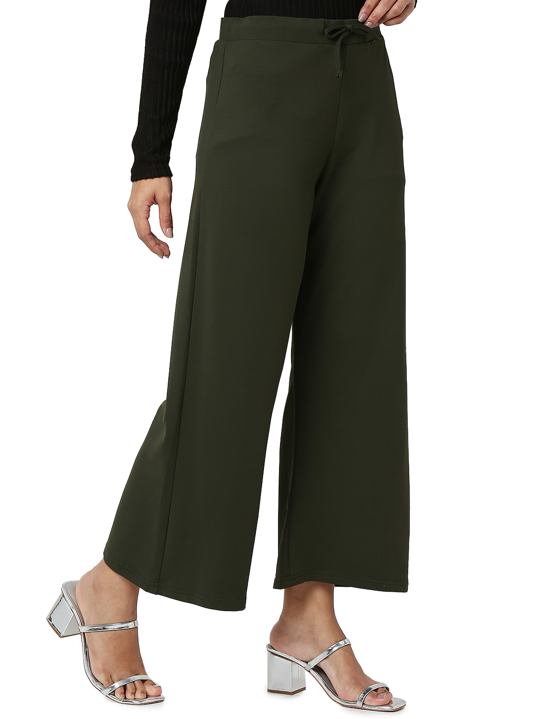 Black High Waisted Bell Bottom Trousers With Cut Out Details |  ADFY-MAGTRO-026 | Cilory.com