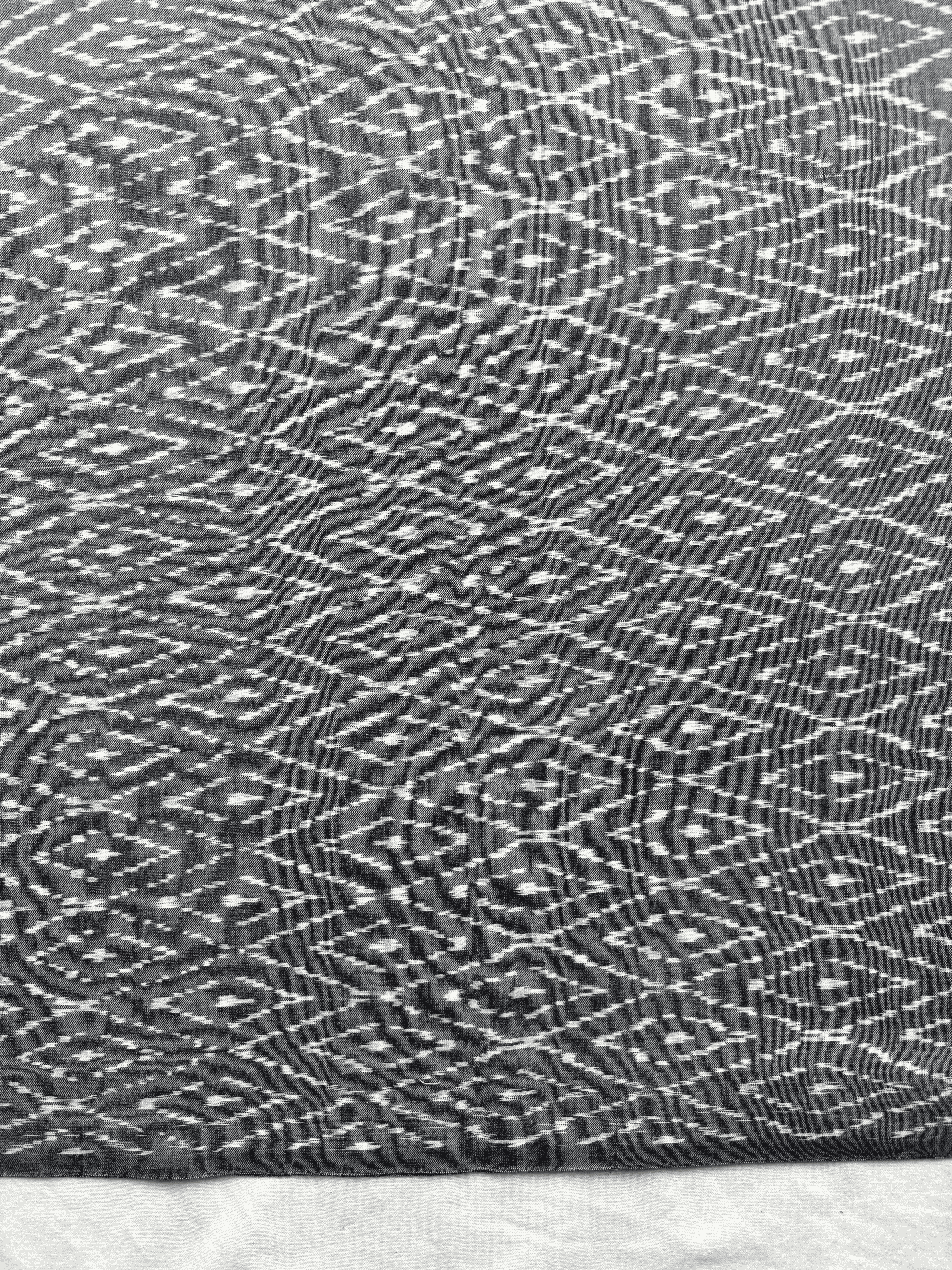 Cotton Fine Grey Ikat Fabric