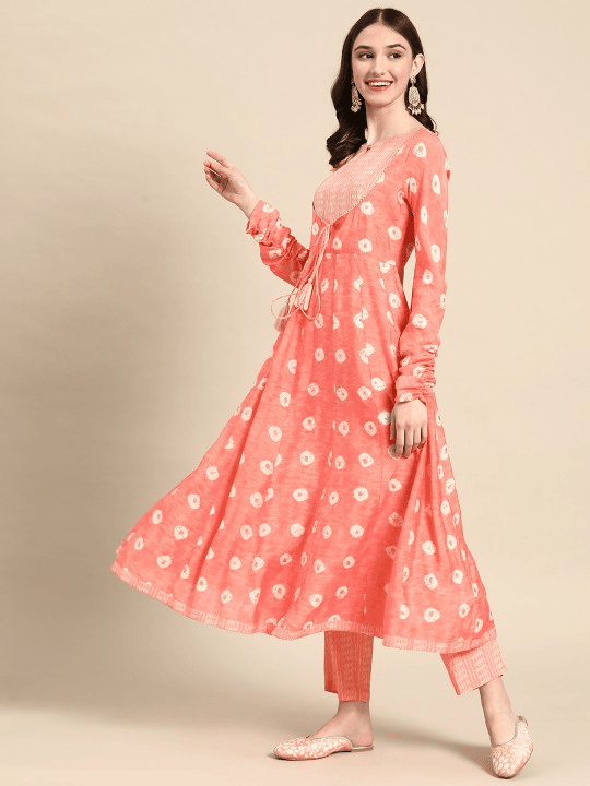 Women Ethnic Motifs Printed Empire Gotta Patti Kurta with Trousers