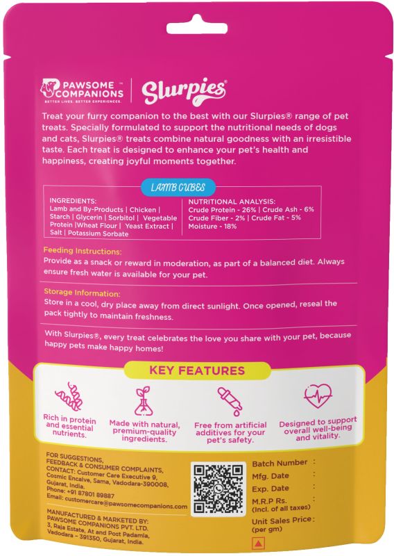 Slurpies Lamb Cubes Treats for Cats, 50g