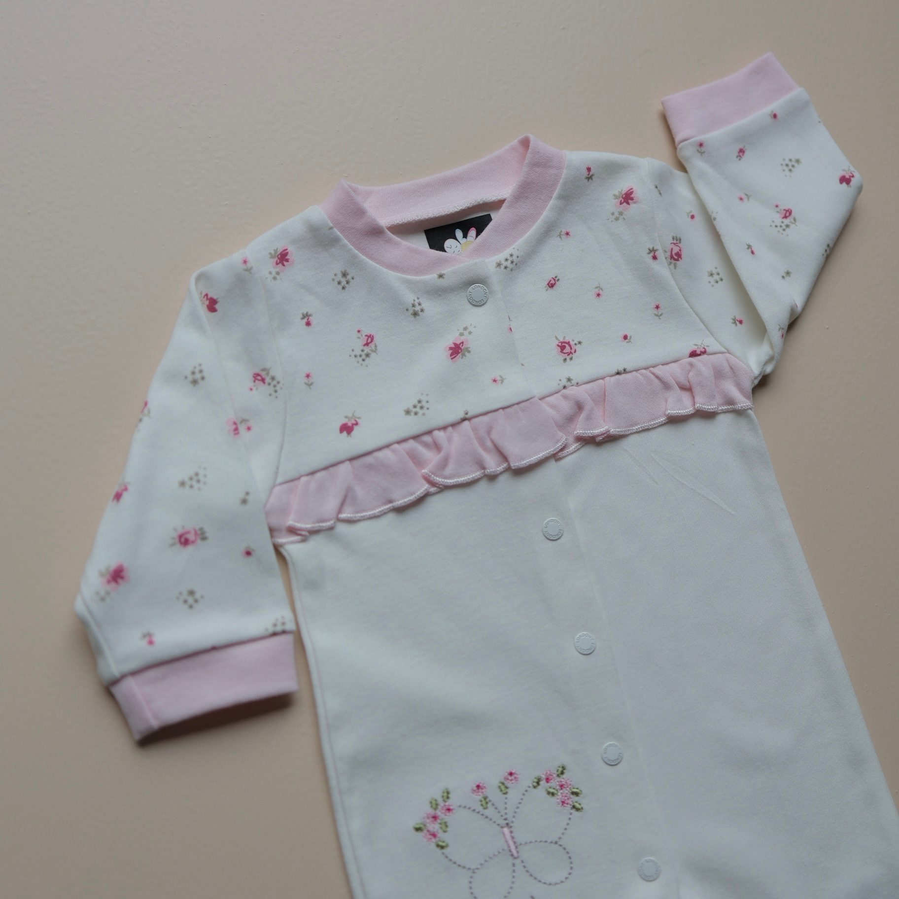 Pink Blossom Butterfly Baby Romper